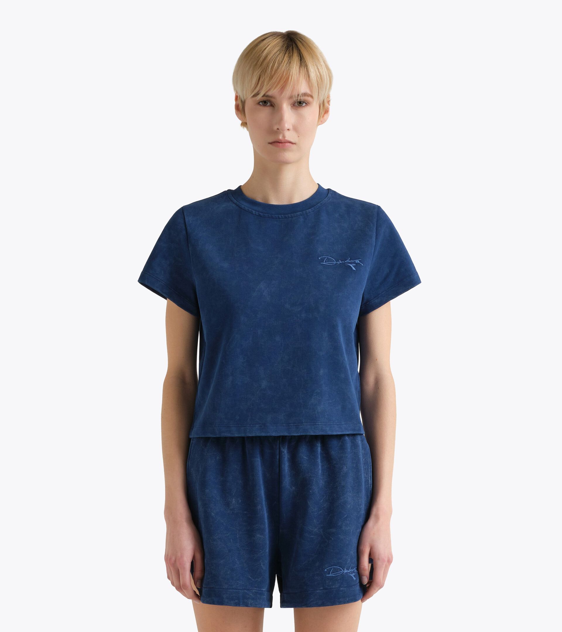 Camiseta de algod&oacute;n estilo retro - Corte slim - Mujer
 L. T-SHIRT SS AVENUE LAB II AZUL MARINO PEONIA - Diadora