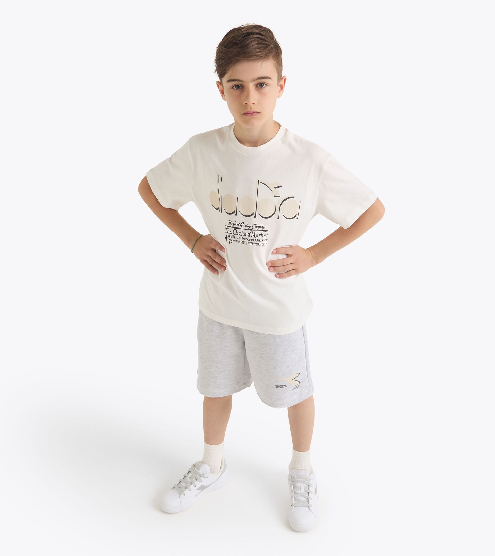 Sport suit - Fit comfort - Boy JB. SET DISTRICT OFF WHITE /MELANGE GRAY - Diadora