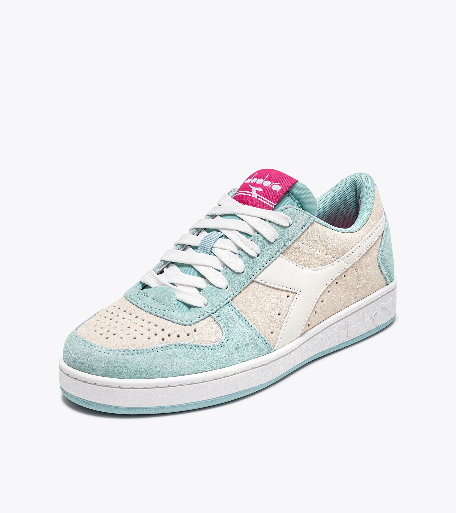 Zapatilla deportiva - Mujer MAGIC BASKET LOW SUEDE WN BLCO MURMURAR/AZUL OLAS ROCIO - Diadora