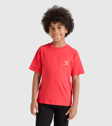 T-Shirt aus Baumwolle Junior - Unisex JU.T-SHIRT SS RAINBOW MOHNBLUME ROT - Diadora