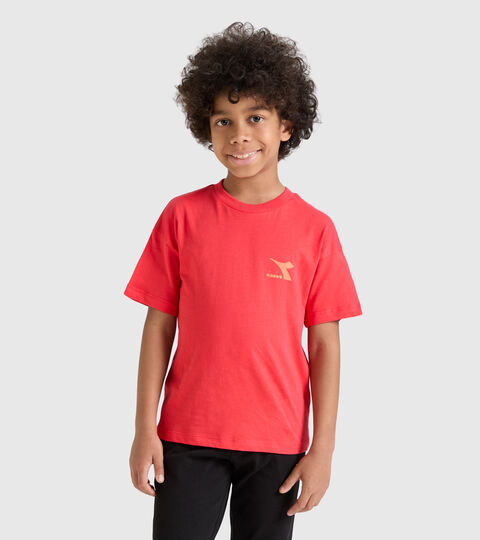 Junior cotton T-shirt - Unisex JU.T-SHIRT SS RAINBOW POPPY RED - Diadora