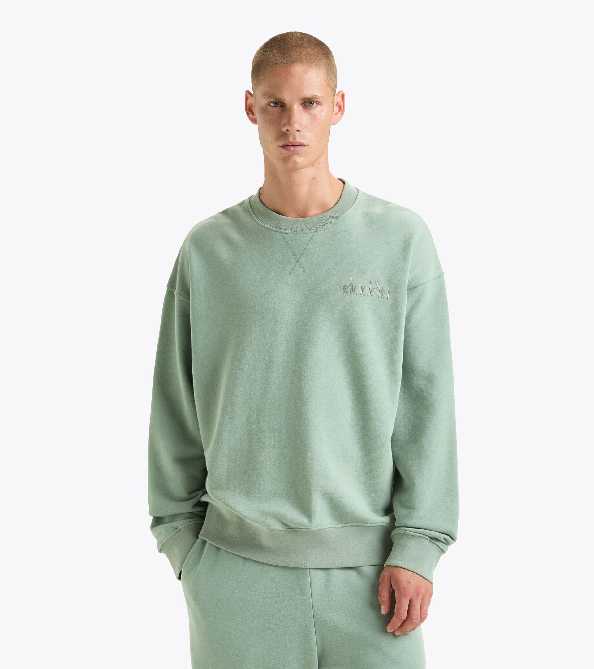 Sweatshirt - Gender Neutral SWEATSHIRT CREW ATHL. LOGO ICEBERG GREEN - Diadora