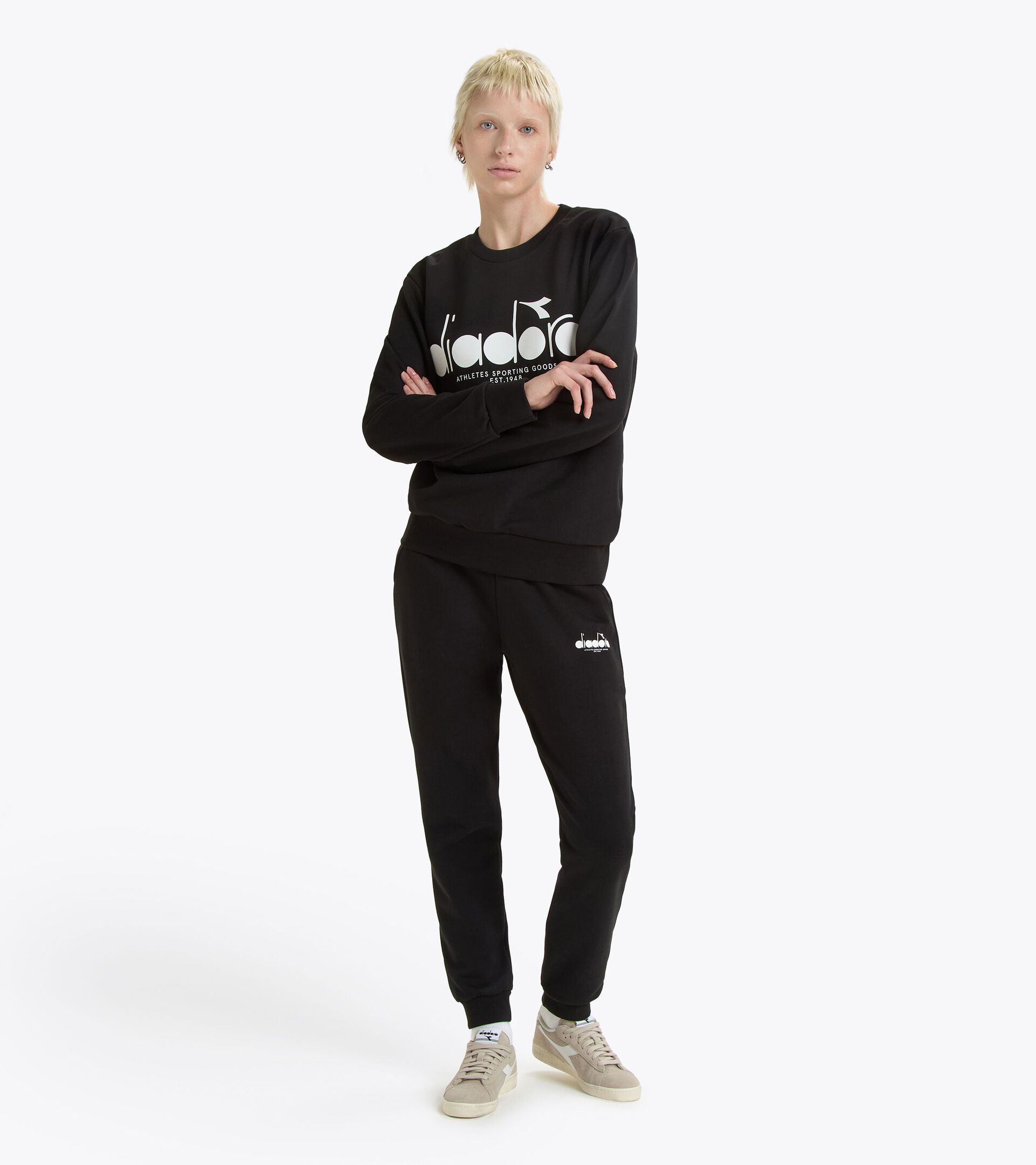 Cotton crewneck - All-Gender SWEATSHIRT CREW LOGO BLACK - Diadora