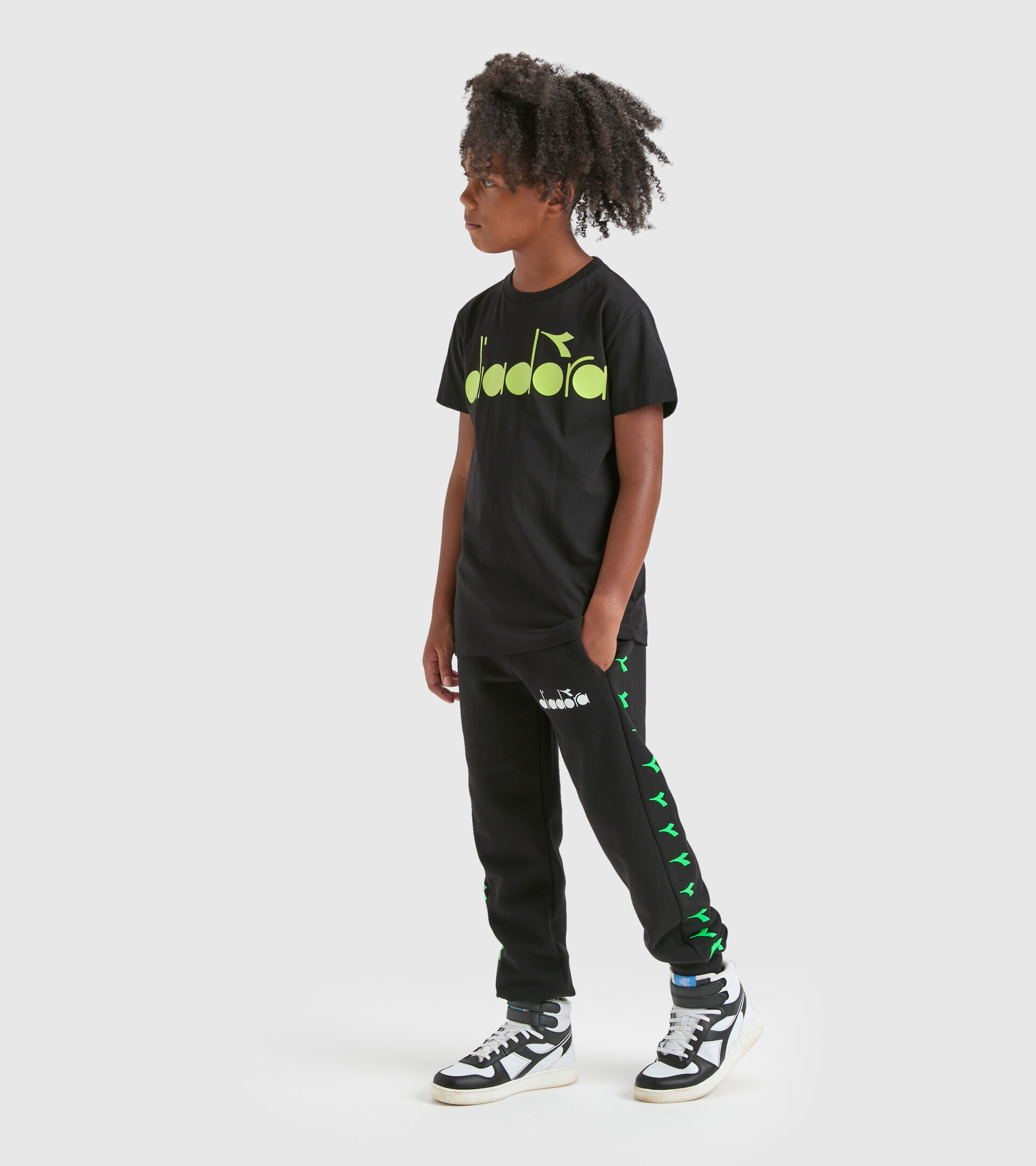 T-shirt noir - Garçon JB.T-SHIRT D NERO/VERDE LIME - Diadora