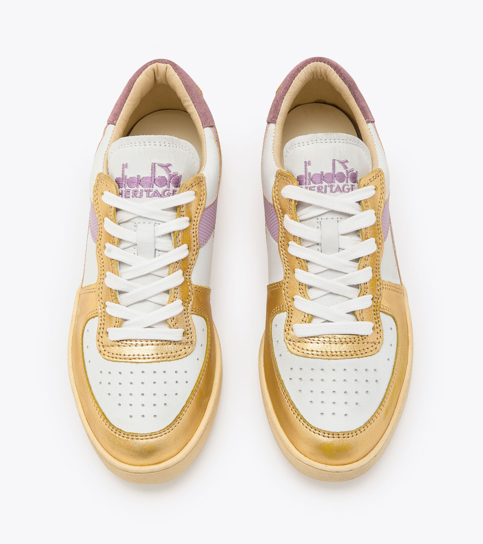 Scarpa Heritage - Gender neutral MI BASKET LOW METALLIC DIRTY BIANCO/ORO VIVO - Diadora