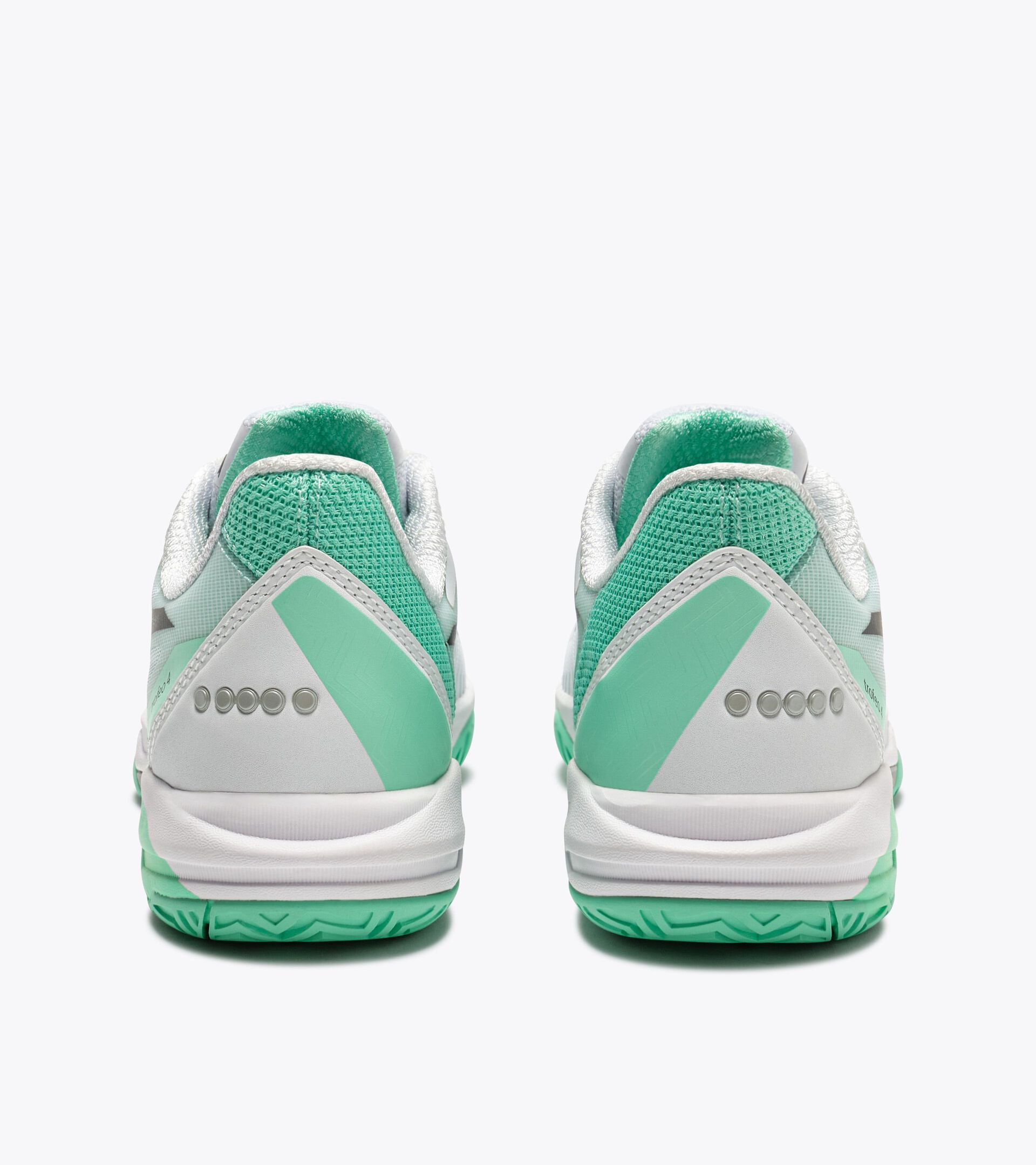 Tennisschuh f&uuml;r Hartpl&auml;tze oder Sandpl&auml;tze - Stabilit&auml;t - Damen TROFEO 4 W AG BIANCO/NERO/VERDE NEON - Diadora