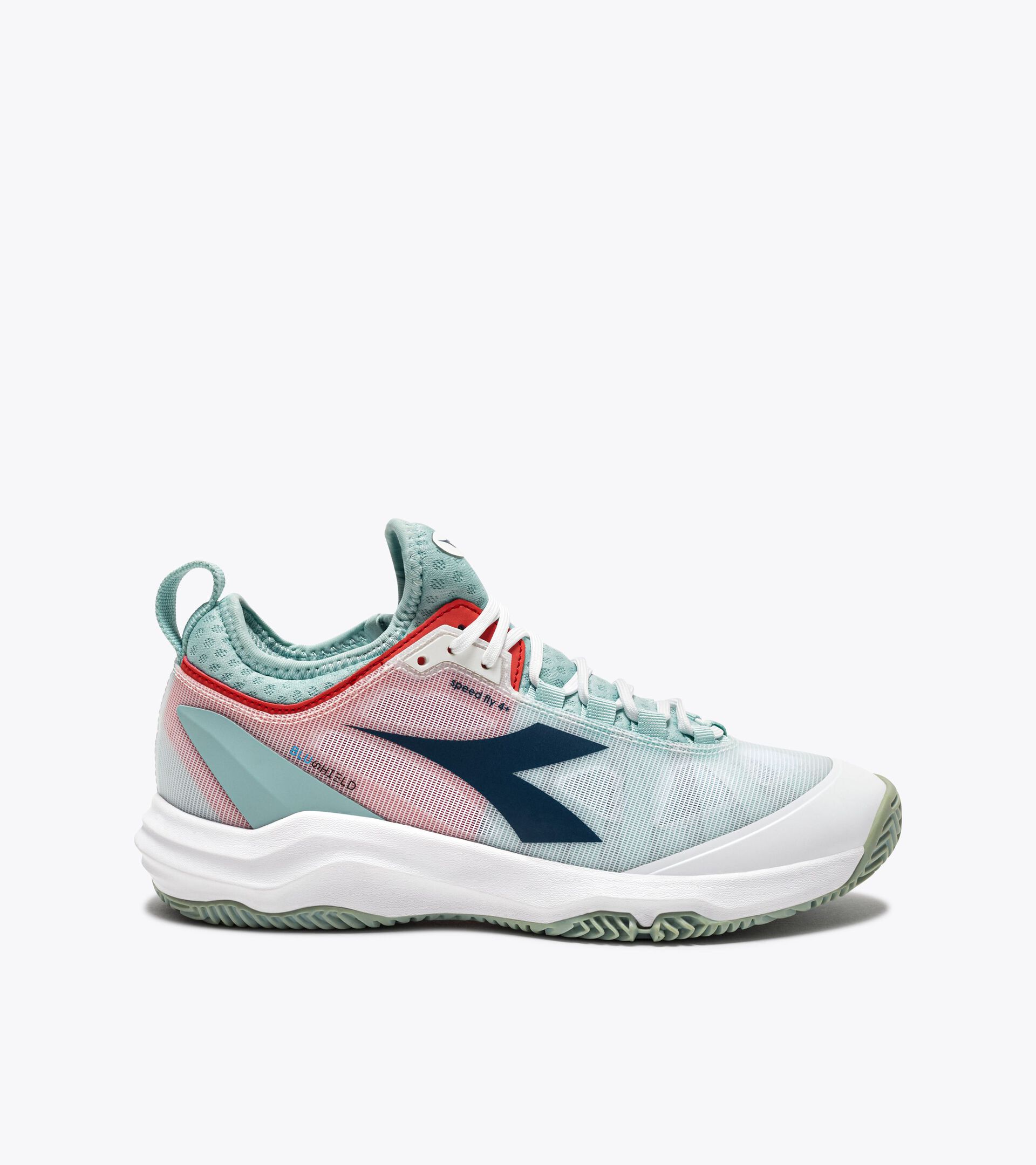 Tennis shoes for hard surfaces or clay - Women SPEED BLUSHIELD FLY 4 + W AG WHITE/LEGION BLUE/SURF SPRAY - Diadora