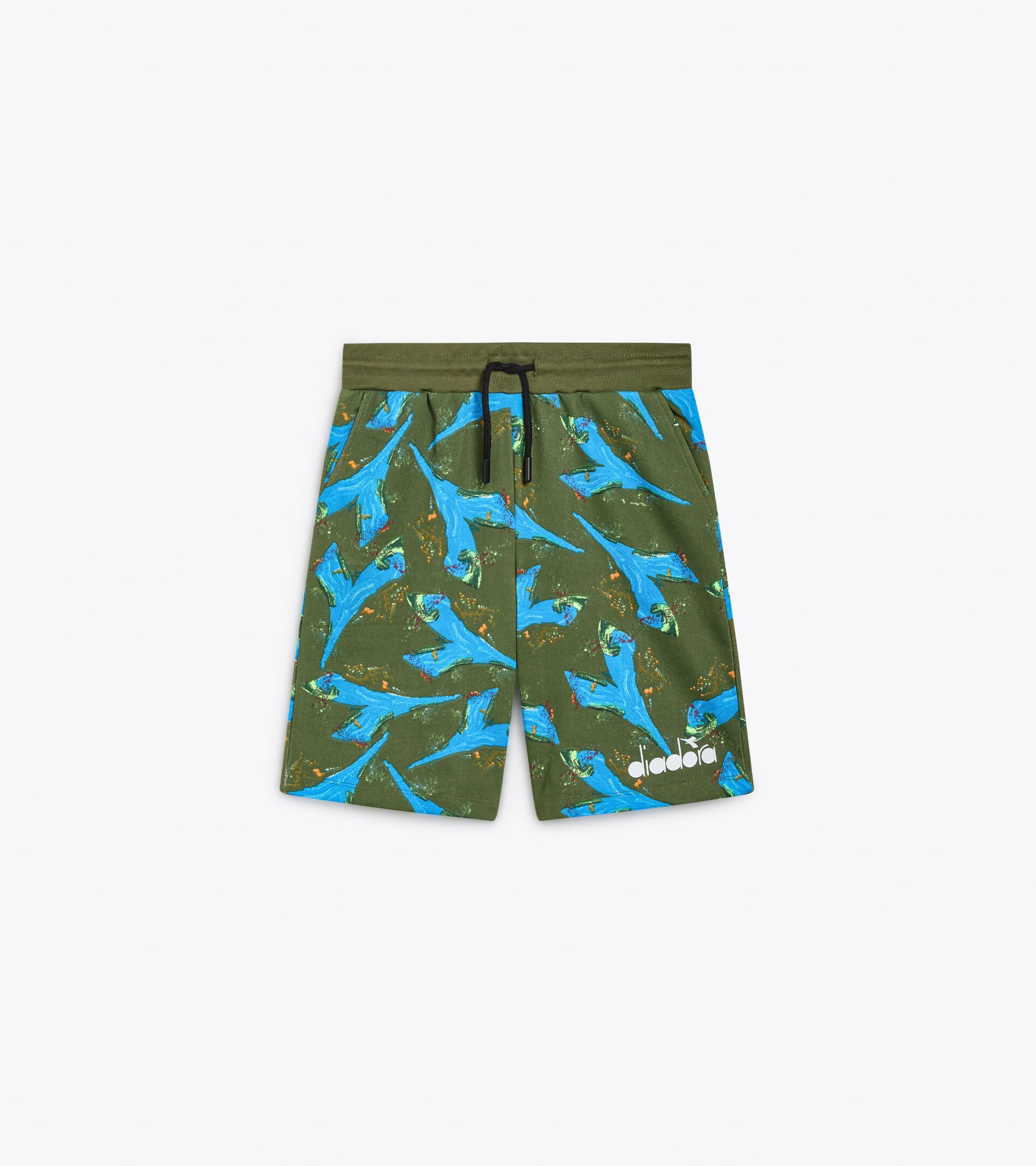 Bermuda shorts - Boy JB. BERMUDA LOGO AOP GREEN MILITARY - Diadora