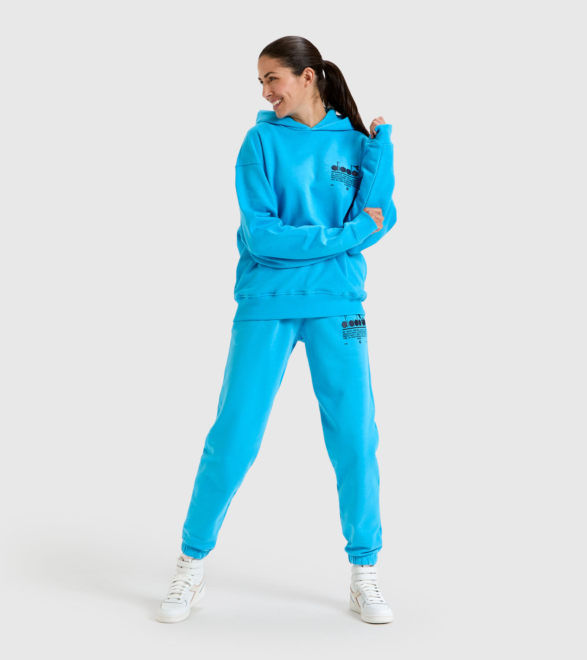 Organic cotton hoodie - Unisex HOODIE MANIFESTO SKY BLUE INTENSE - Diadora