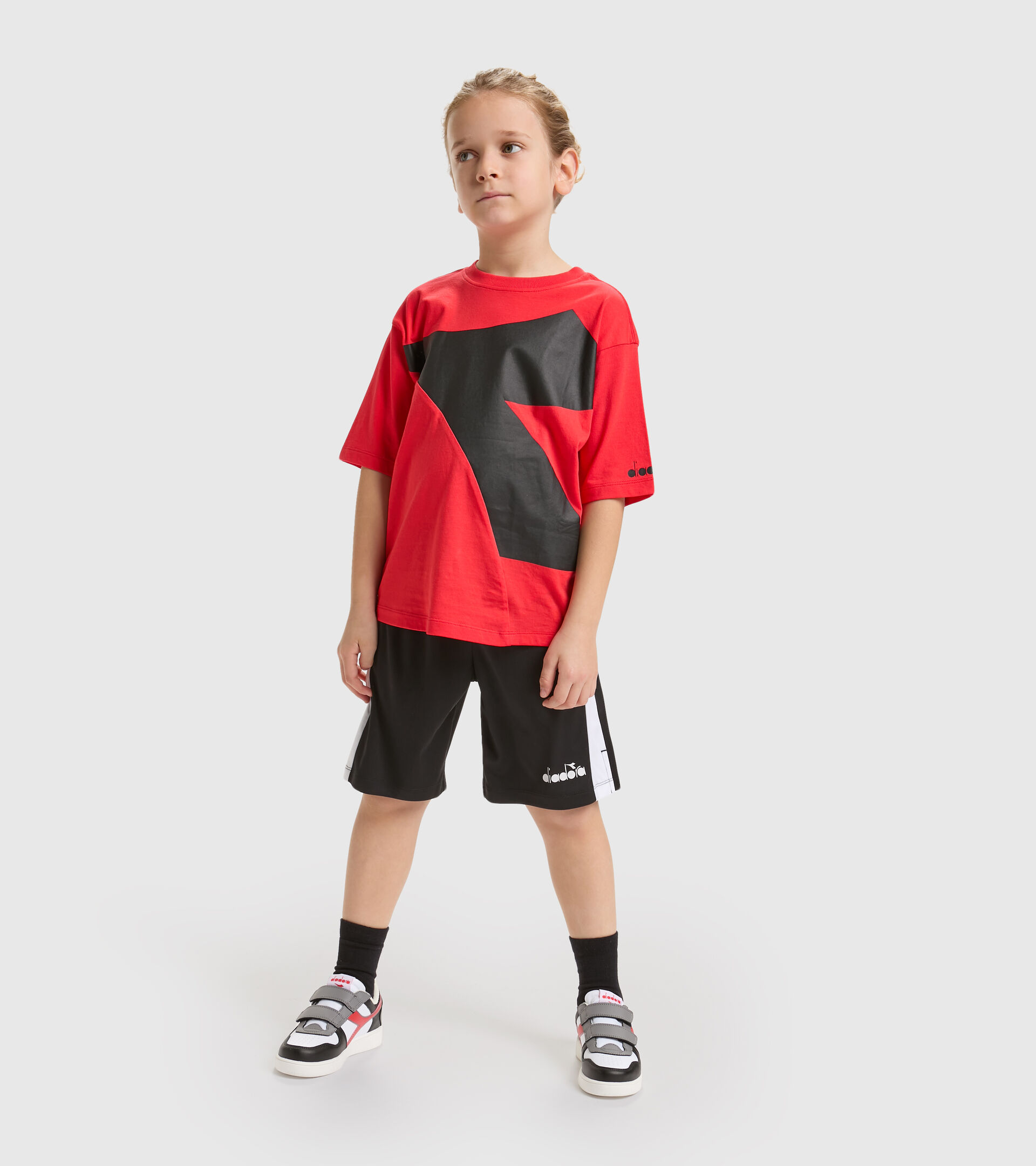 Cotton sports T-shirt - Boy’s JB.T-SHIRT SS POWER LOGO POPPY RED - Diadora