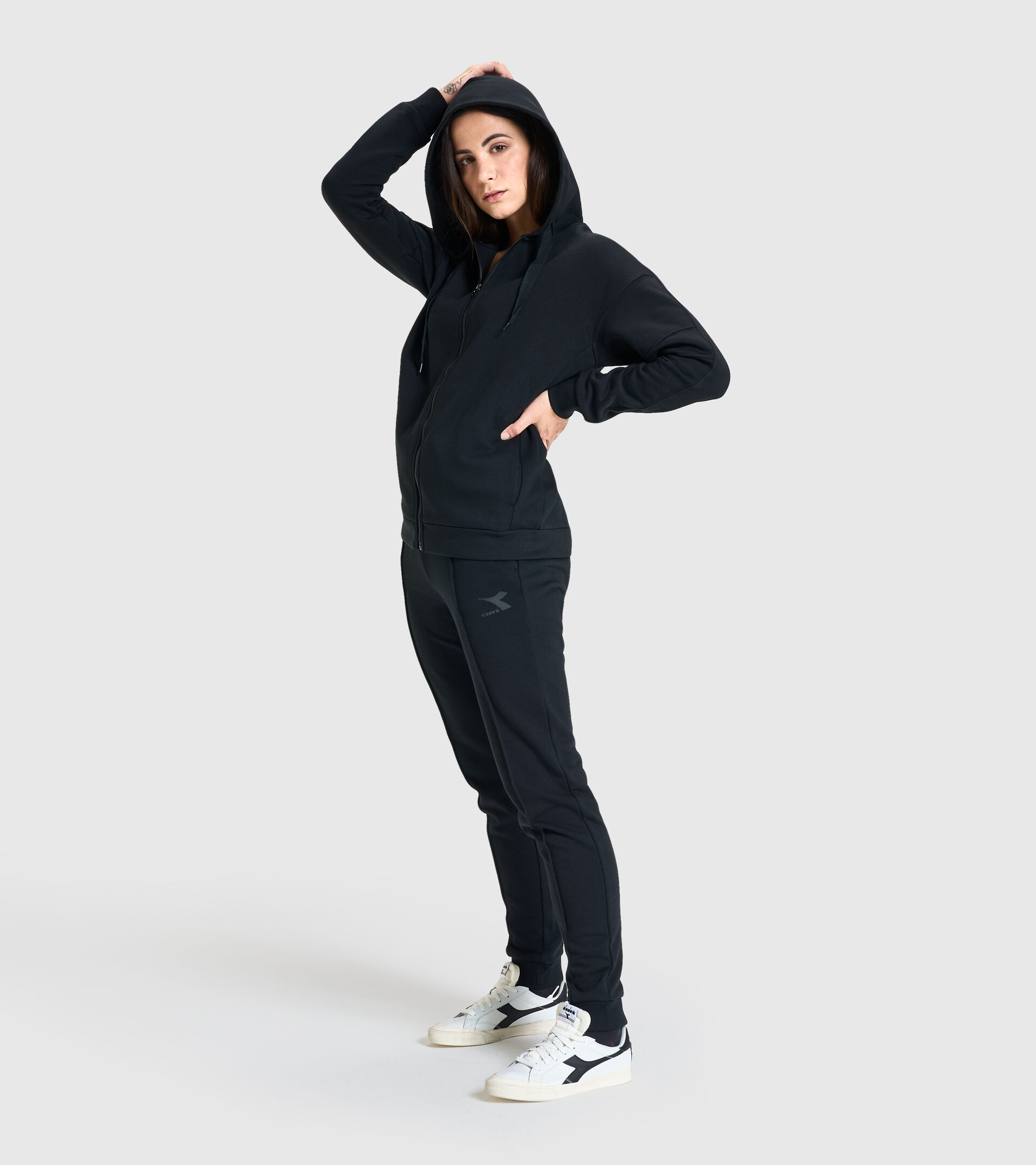 Hooded sweatshirt - Women L.HOODIE FZ BLINK BLACK - Diadora