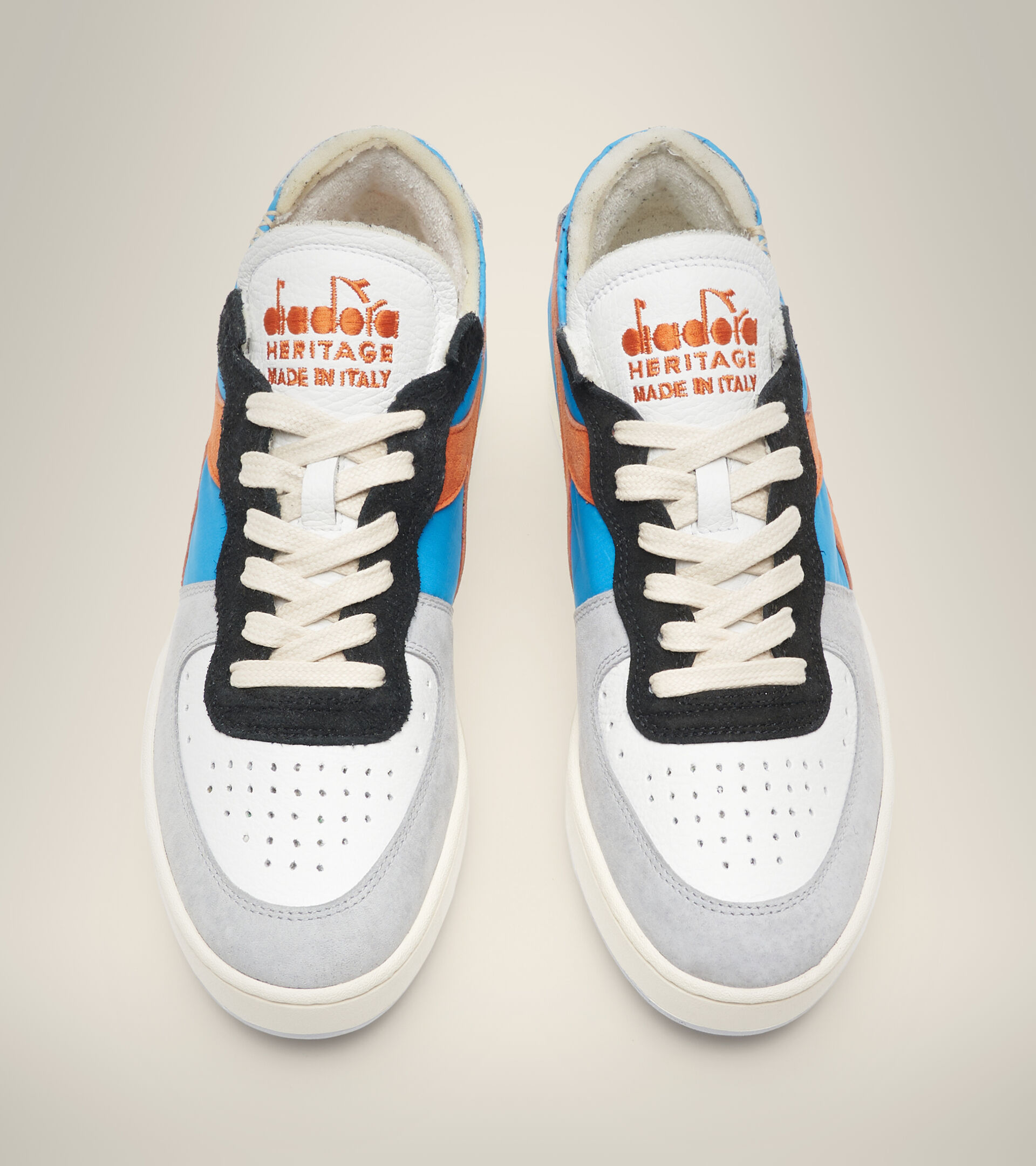 Heritage shoe Made in Italy- Unisex MI BASKET ROW CUT MILK BREAKFAST BLUE STRONG - Diadora