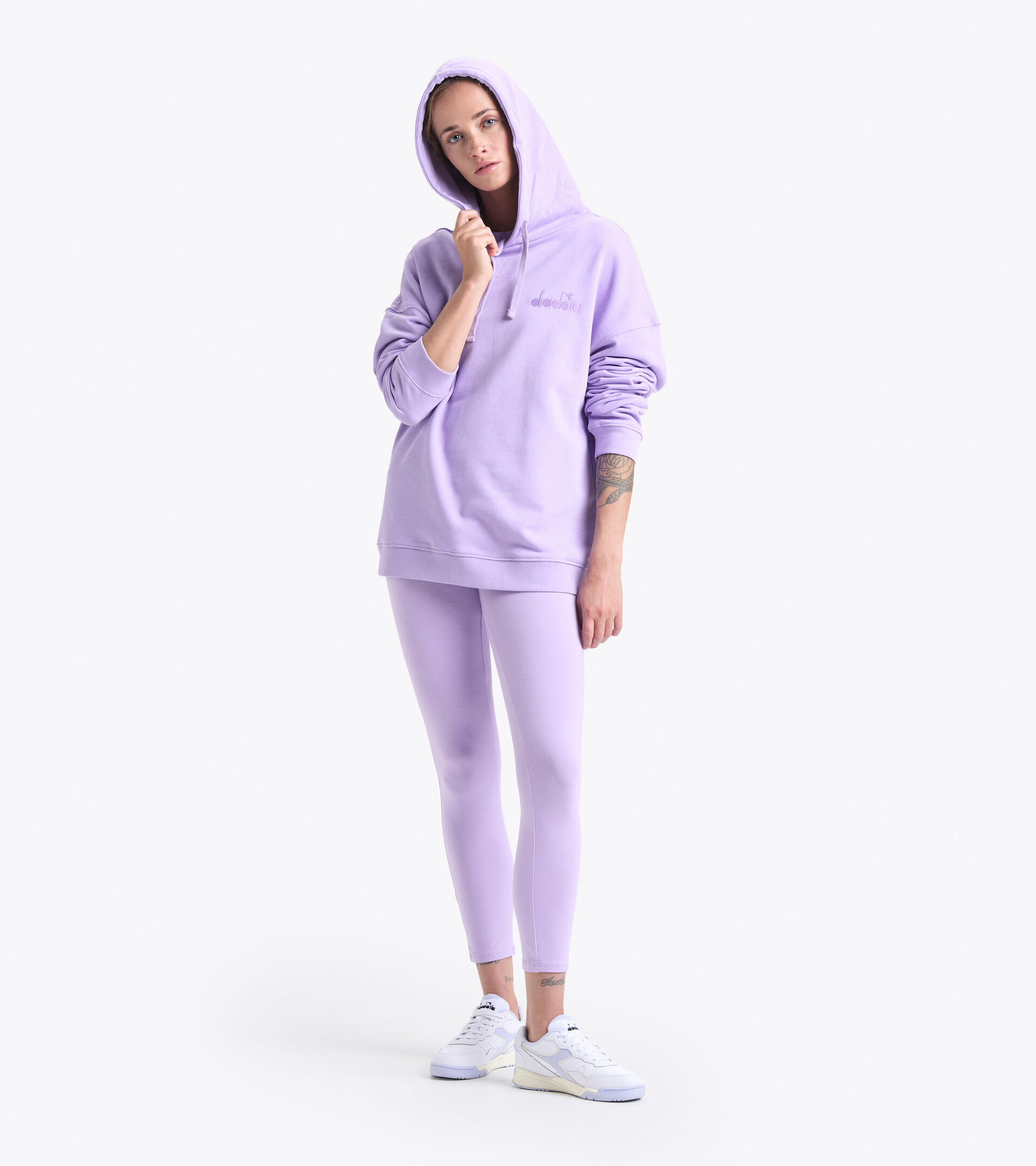 Felpa in cotone - Donna L. HOODIE SPW LOGO VIOLA ROSA - Diadora