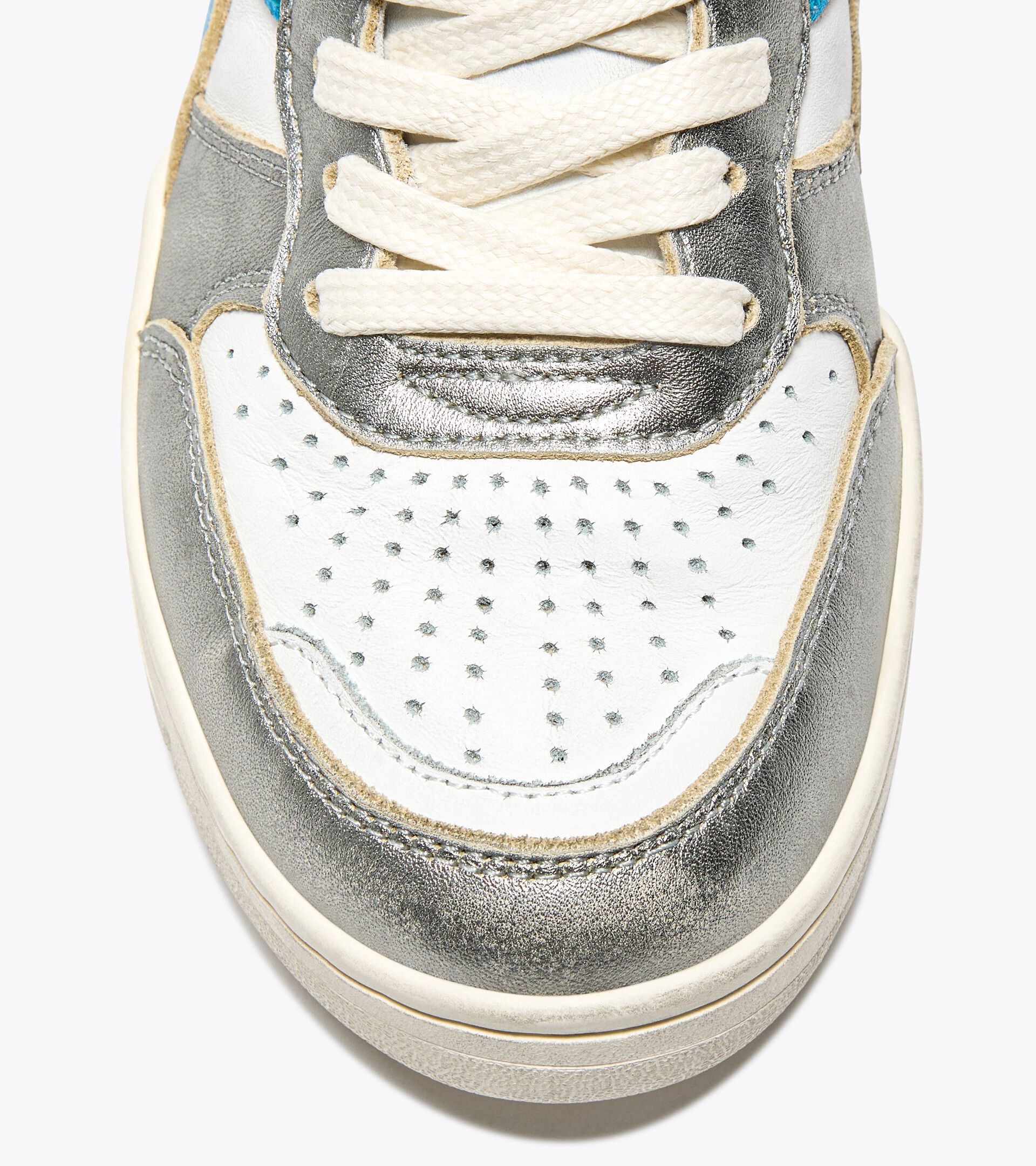 Heritage leather sneaker - Women’s B.560 METALLIC MIX WN WHITE/SILVER/AQUAMARINE - Diadora