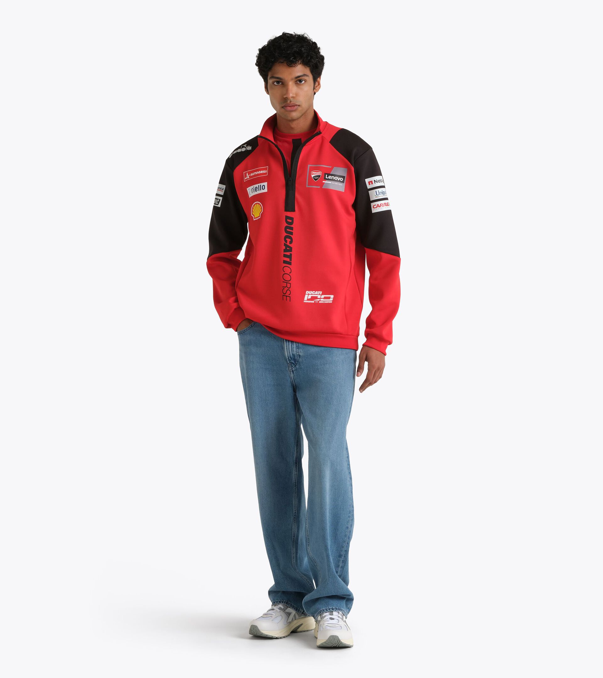 Sweat-shirt enti&egrave;rement zipp&eacute; au style sportif r&eacute;plique Ducati MotoGP 2026 - Homme HALF-ZIP DUCATI REPLICA MGP26 DUCATI MGP ROUGE/NOIR - Diadora