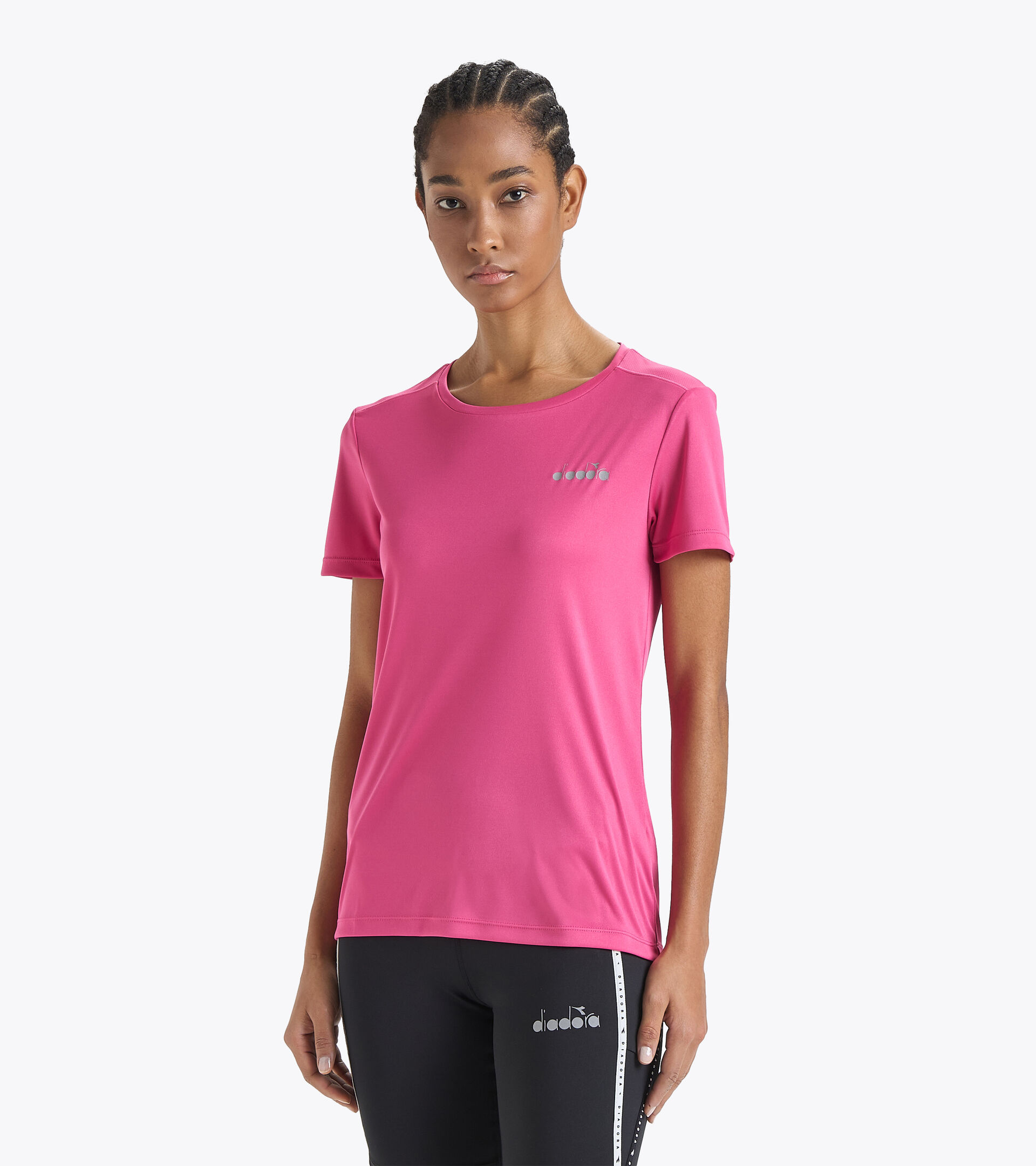 Lauf-T-Shirt - Damen L. SS T-SHIRT RUN ROSA SCHAFGARBE - Diadora