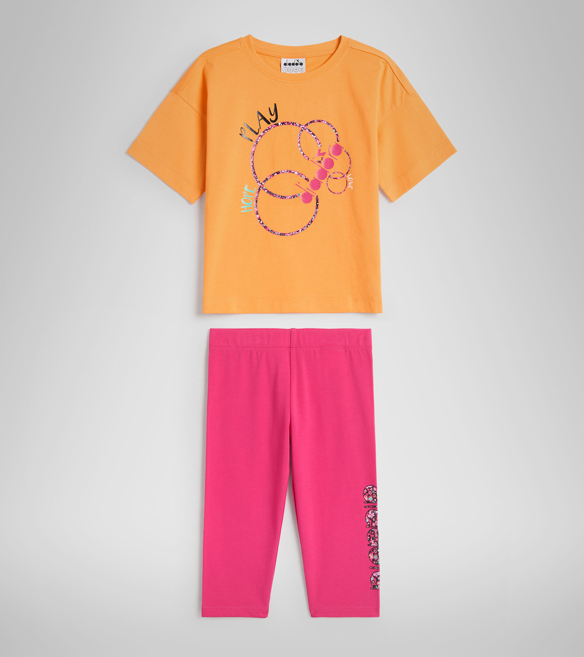 Stretchy T-shirt and shorts set - Girls JG.SET HOOPS PAPAYA - Diadora