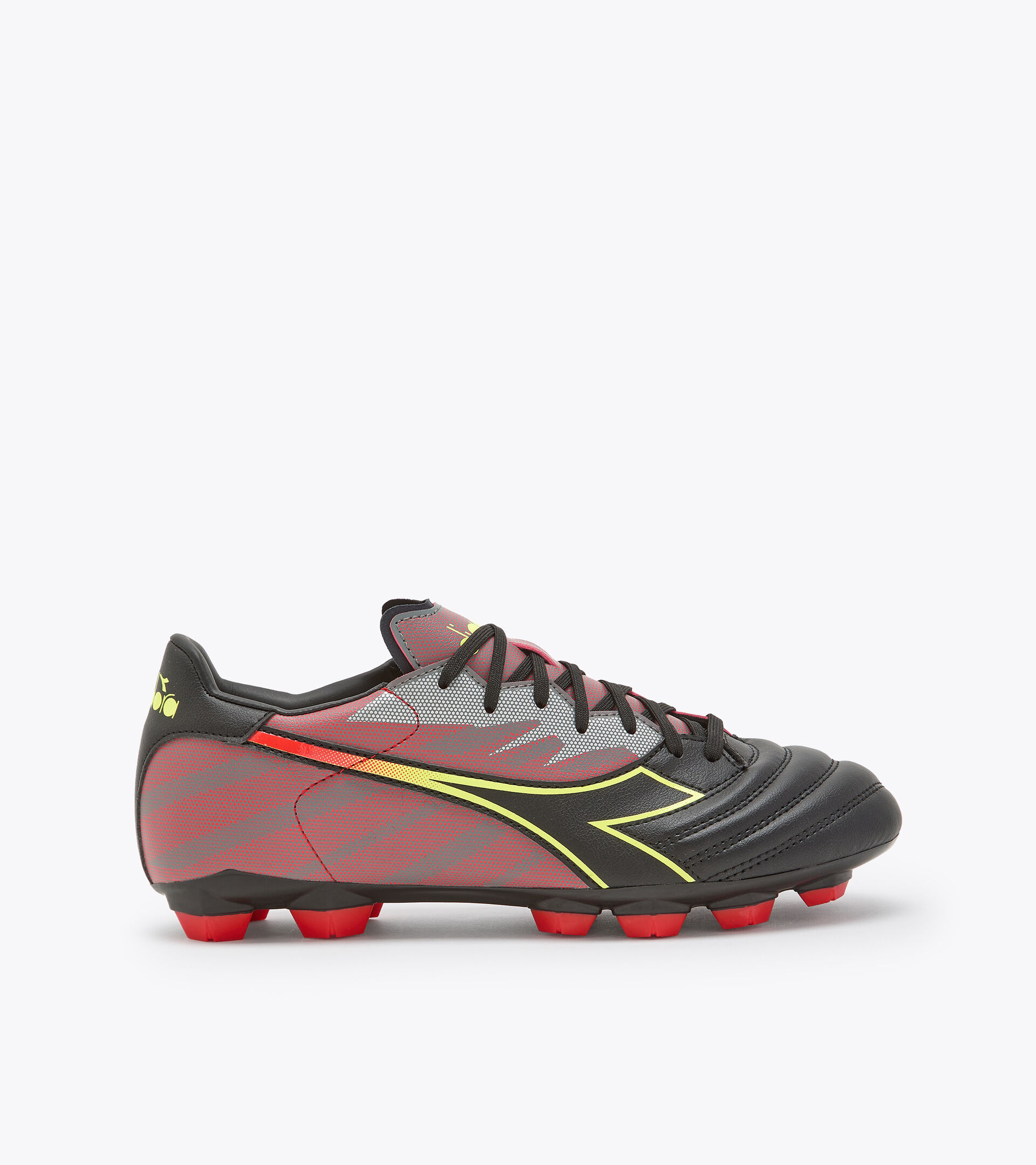 Firm ground football boot - Men
 BRASIL ELITE VELOCE R LPU BLK/FLUO YELLOW DD/MILANO RED - Diadora