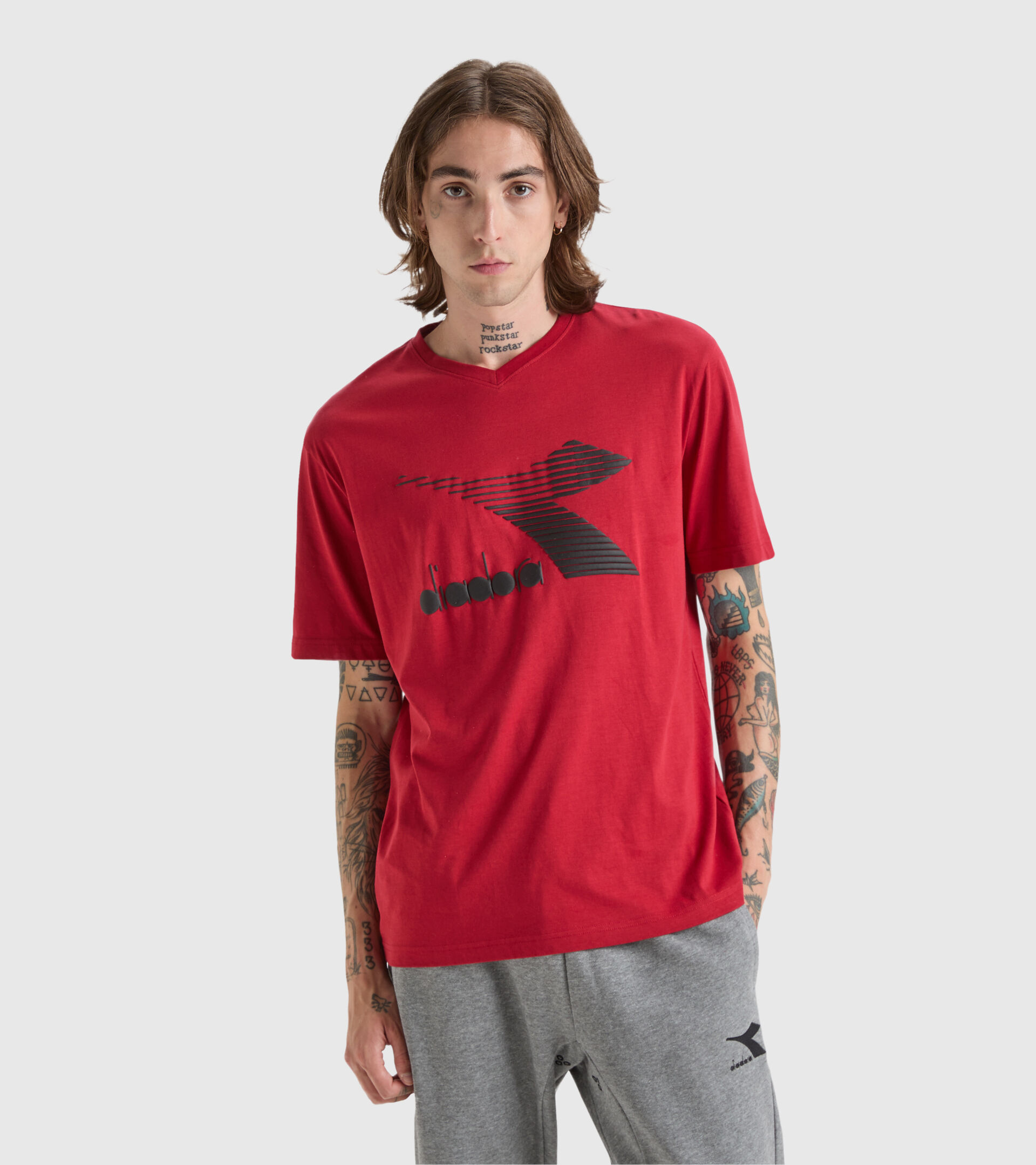 Cotton T-shirt - Men T-SHIRT SS DRIFT SCARLET SAGE - Diadora