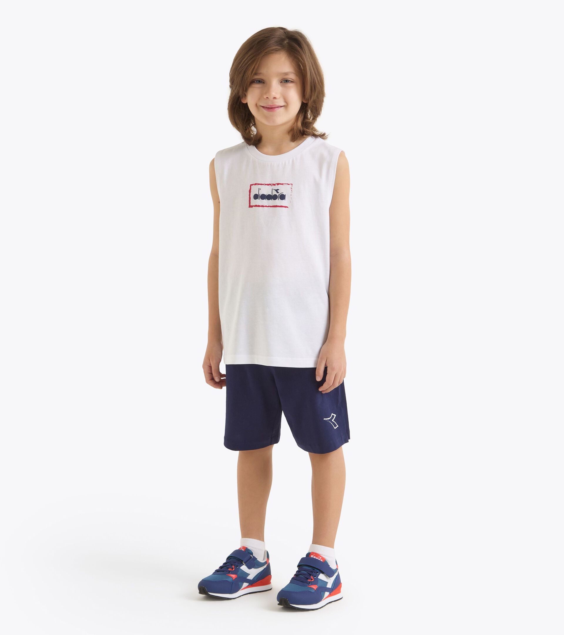 Sports set - Tank top and shorts - Boy JB. SET ESSENTIAL SPORTS SL OPTICAL WHITE - Diadora