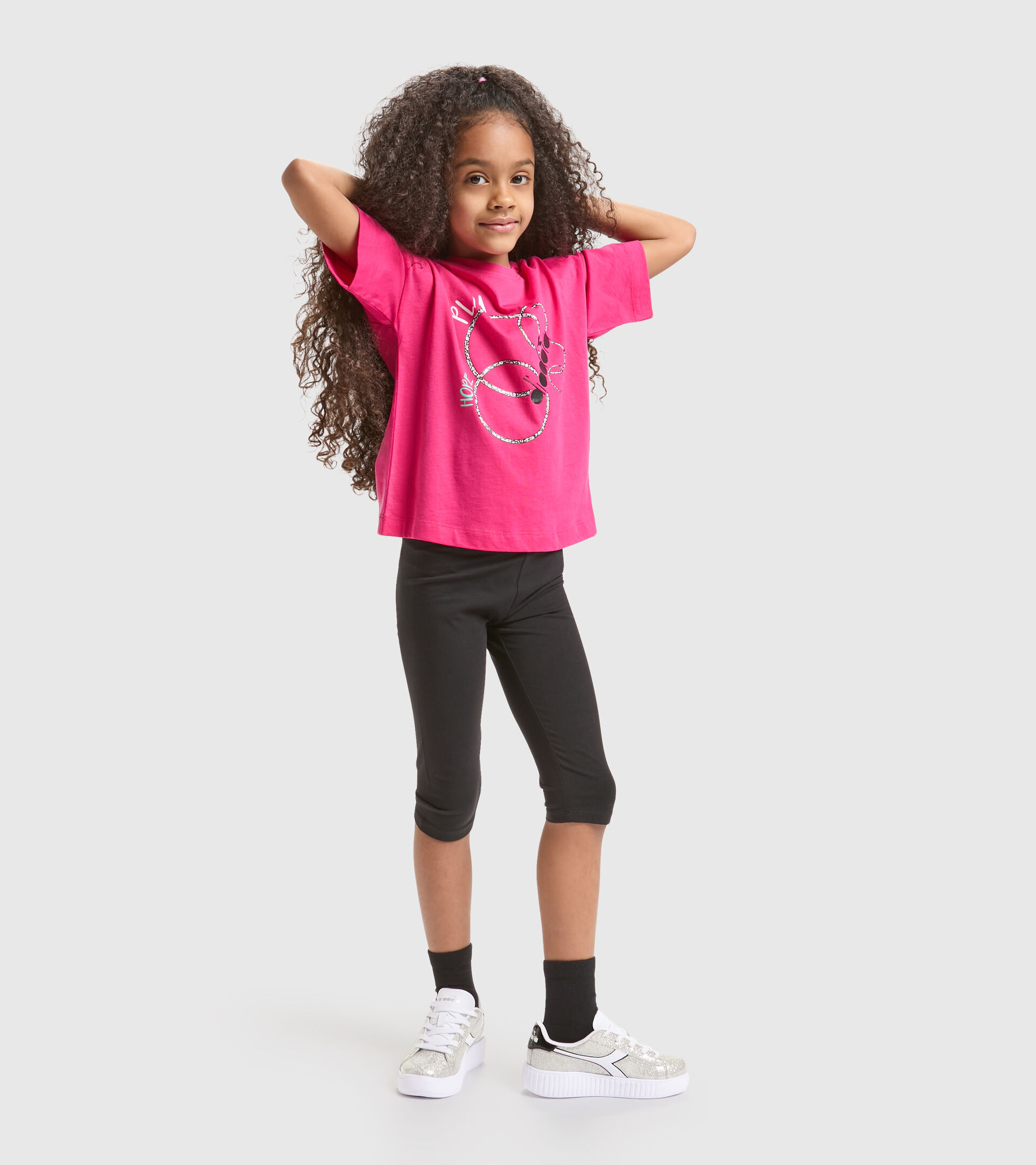 Stretchy T-shirt and shorts set - Girls JG.SET HOOPS SHOCKING PINK - Diadora