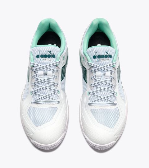 Tennis shoe for clay courts - Protection and cushioning - Men&rsquo;s BLUSHIELD TORNEO 3 CLAY WHITE/SHADED SPRUCE - Diadora