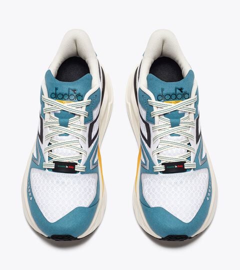 ATOMO V7000-2, BLANCO/AZUL BRETANA Zapatillas de running Made in Italy - Ligereza y amortiguación - Para todos los géneros ATOMO V7000-2 BLANCO/AZUL BRETANA - Diadora
