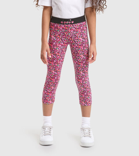 Stretch cotton jersey sports leggings - Girls JG.LEGGINGS BLOSSOM FUCHSIA PURPLE/BLACK - Diadora