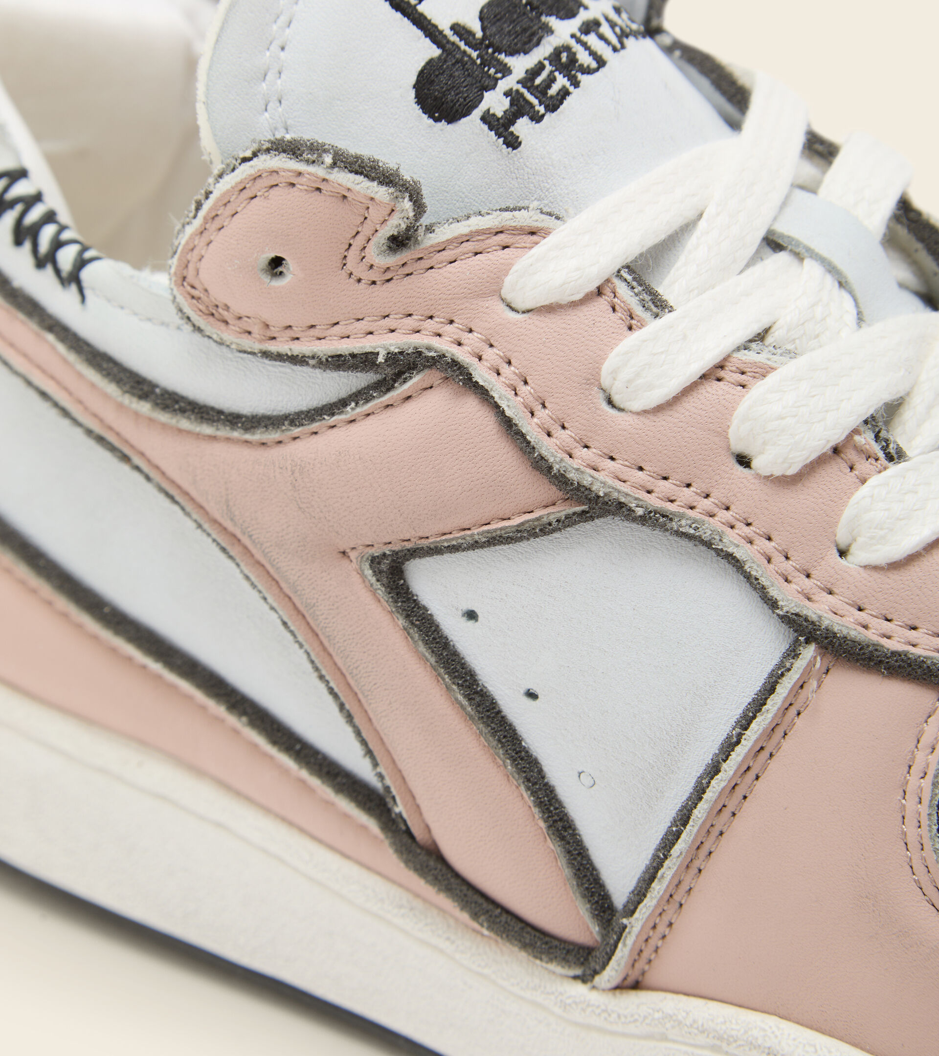 Heritage shoes - Unisex MI BASKET ROW CUT FRAME USED PINK ROSEWATER - Diadora