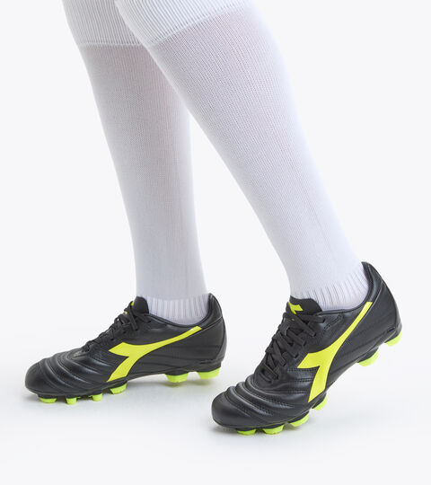 BRASIL ELITE 2 LT LPU Y, NOIR/JAUNE FLUO DIA Chaussures de football - Junior BRASIL ELITE 2 LT LPU Y NOIR/JAUNE FLUO DIA - Diadora