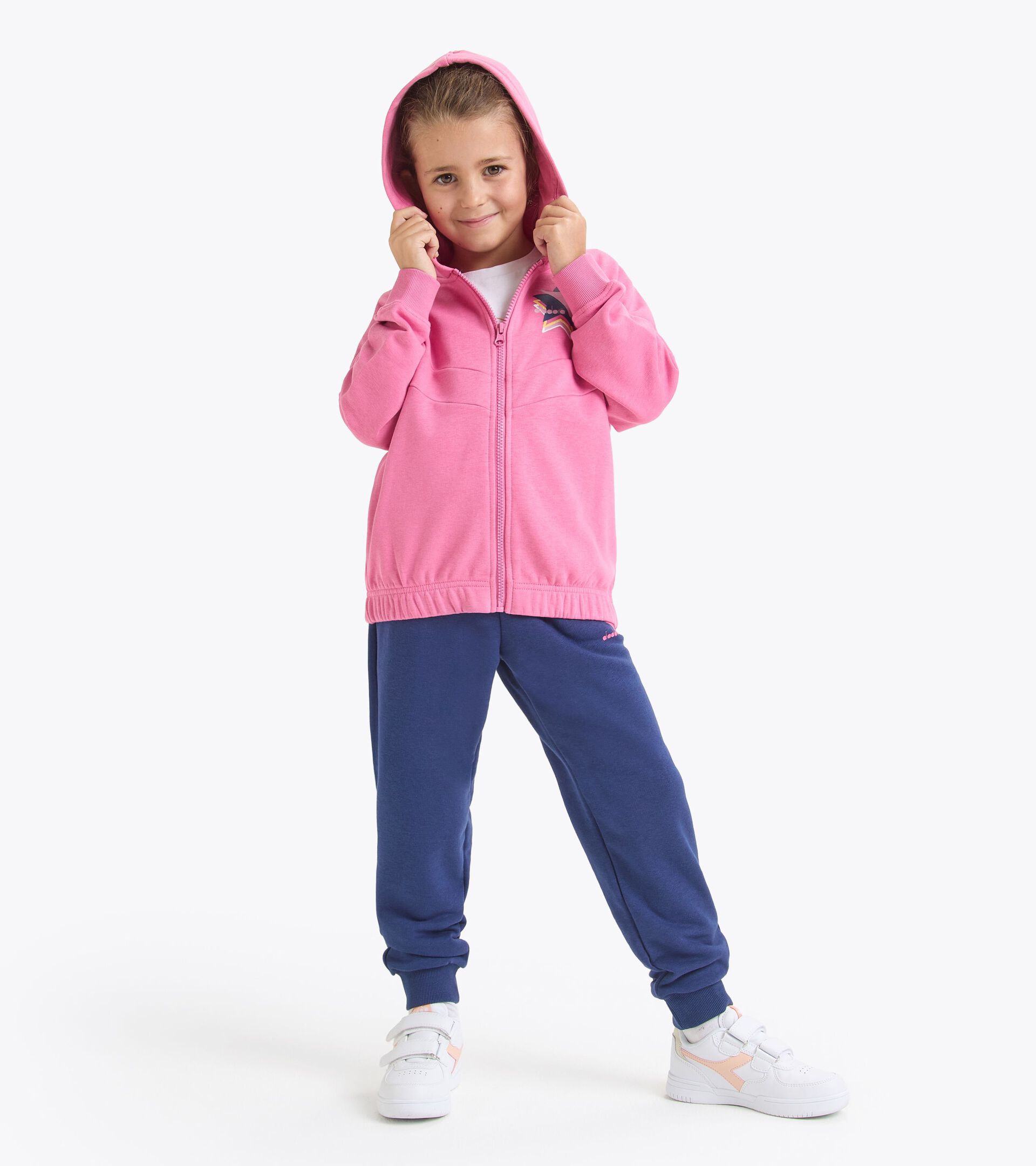 Coordinated tracksuit - Boys and girls 
 JU. TRACKSUIT HD FZ LOGO CHATEAU PINK - Diadora