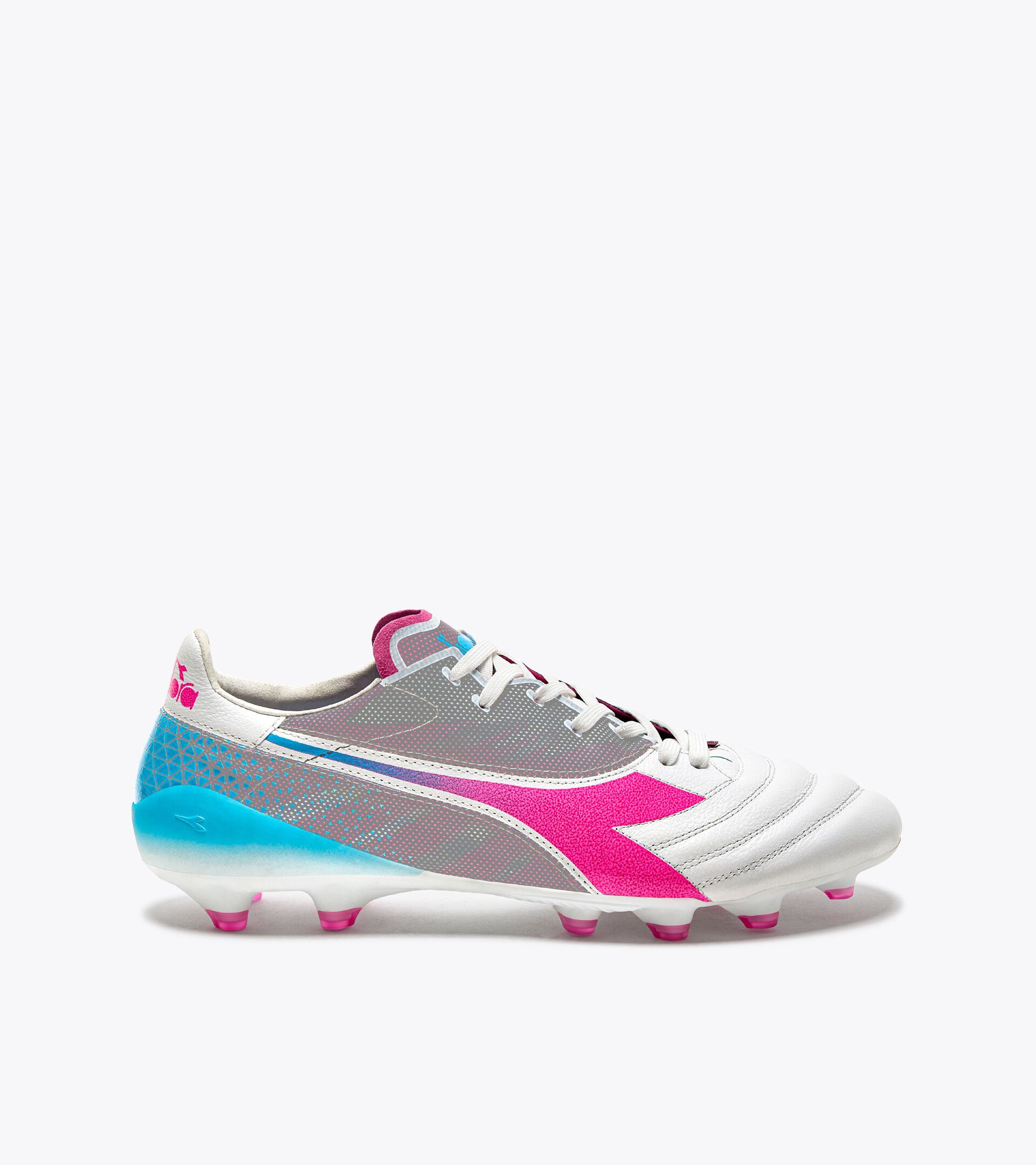 Bota de fútbol para superficies compactas - Made in Italy - Gender neutral  BRASIL ELITE VELOCE GR ITA LPX BLCO/ROSA FLUORESC/AZL REAL FL - Diadora