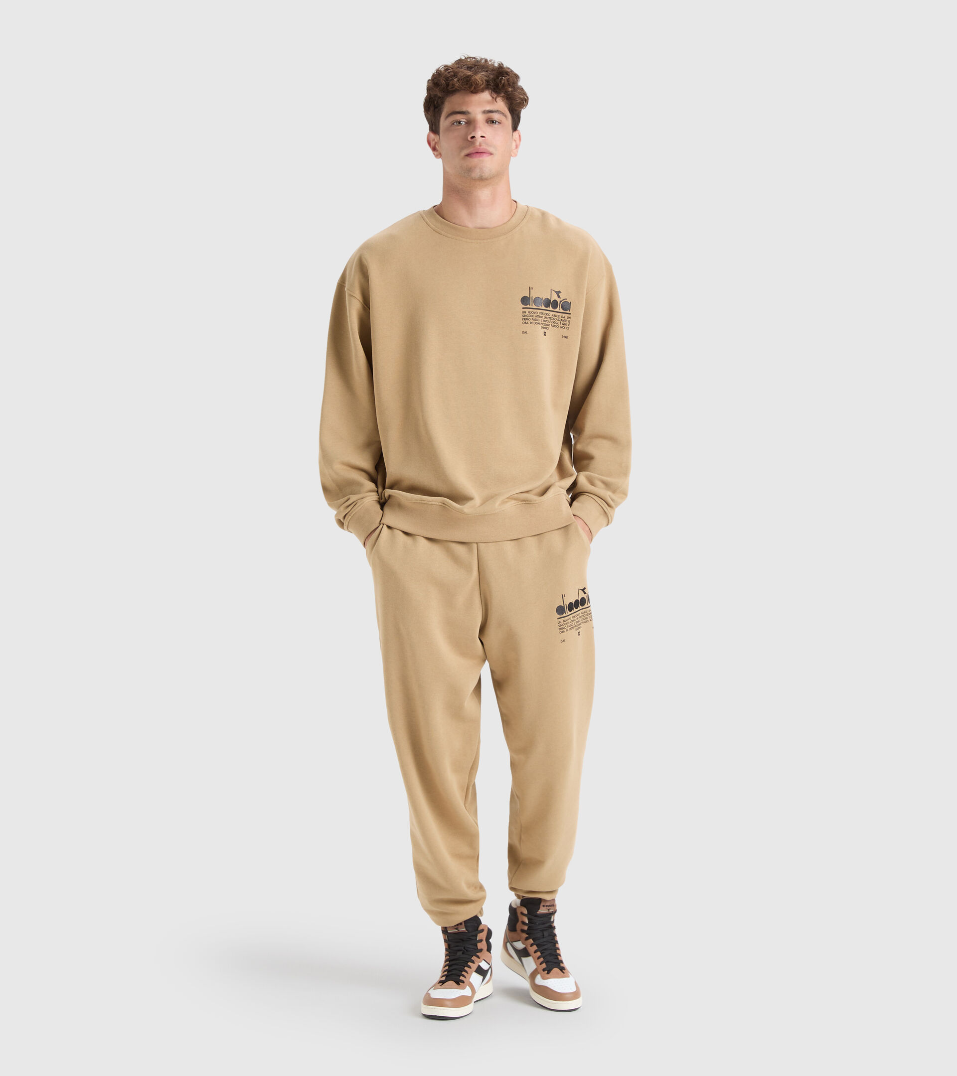 Felpa in cotone - Unisex SWEATSHIRT CREW MANIFESTO BEIGE TAN - Diadora