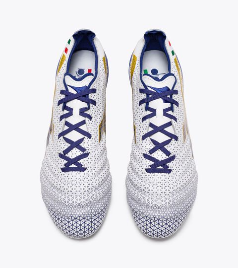 BRASIL ELITE TECH GR ITA LPX, WHITE/MAZARINE BLUE/GOLD Calcio boots for firm grounds - Made in Italy - Gender Neutral BRASIL ELITE TECH GR ITA LPX WHITE/MAZARINE BLUE/GOLD - Diadora