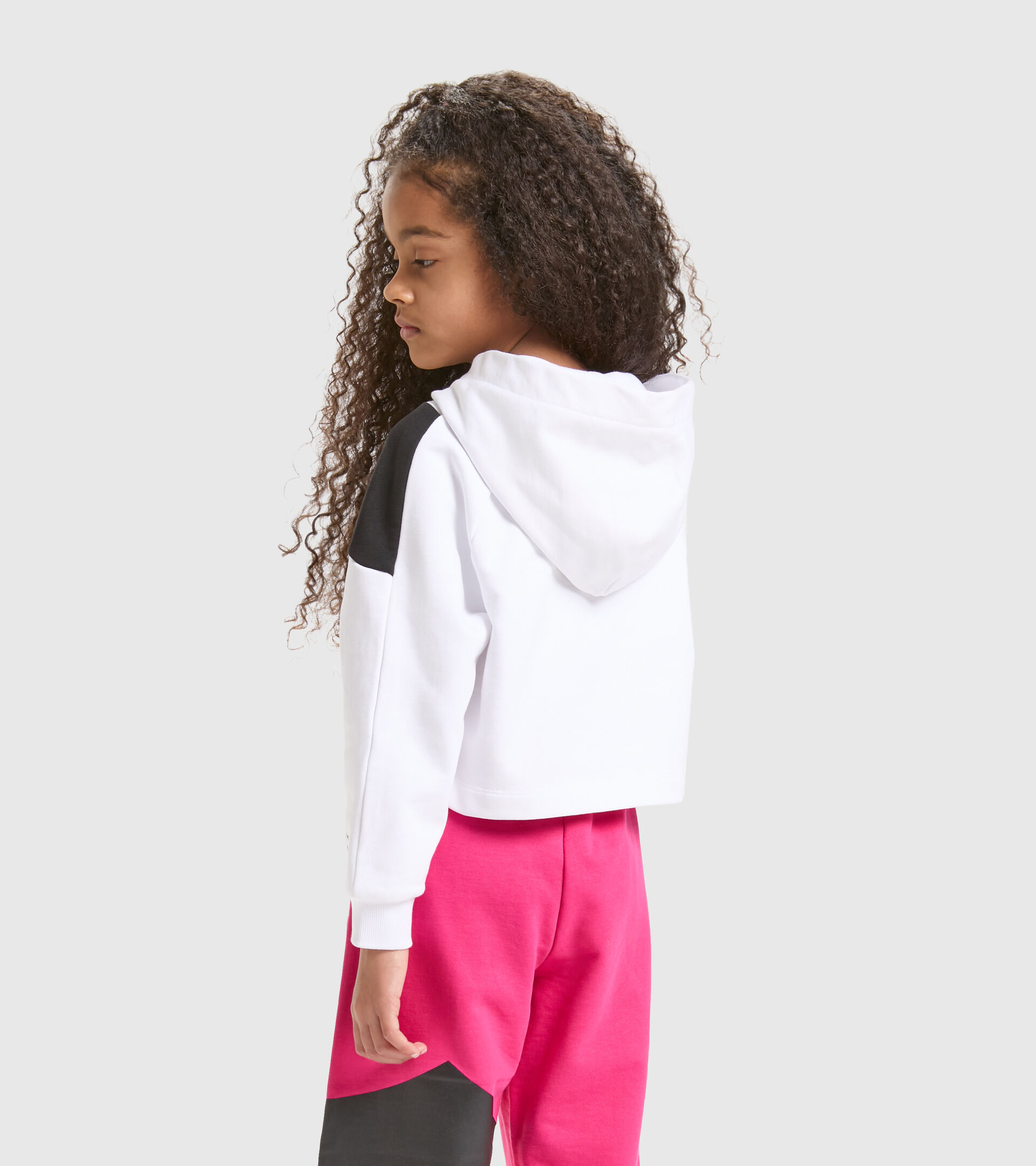Cotton sports sweatshirt - Girls JG.HOODIE CROP POWER LOGO OPTICAL WHITE - Diadora