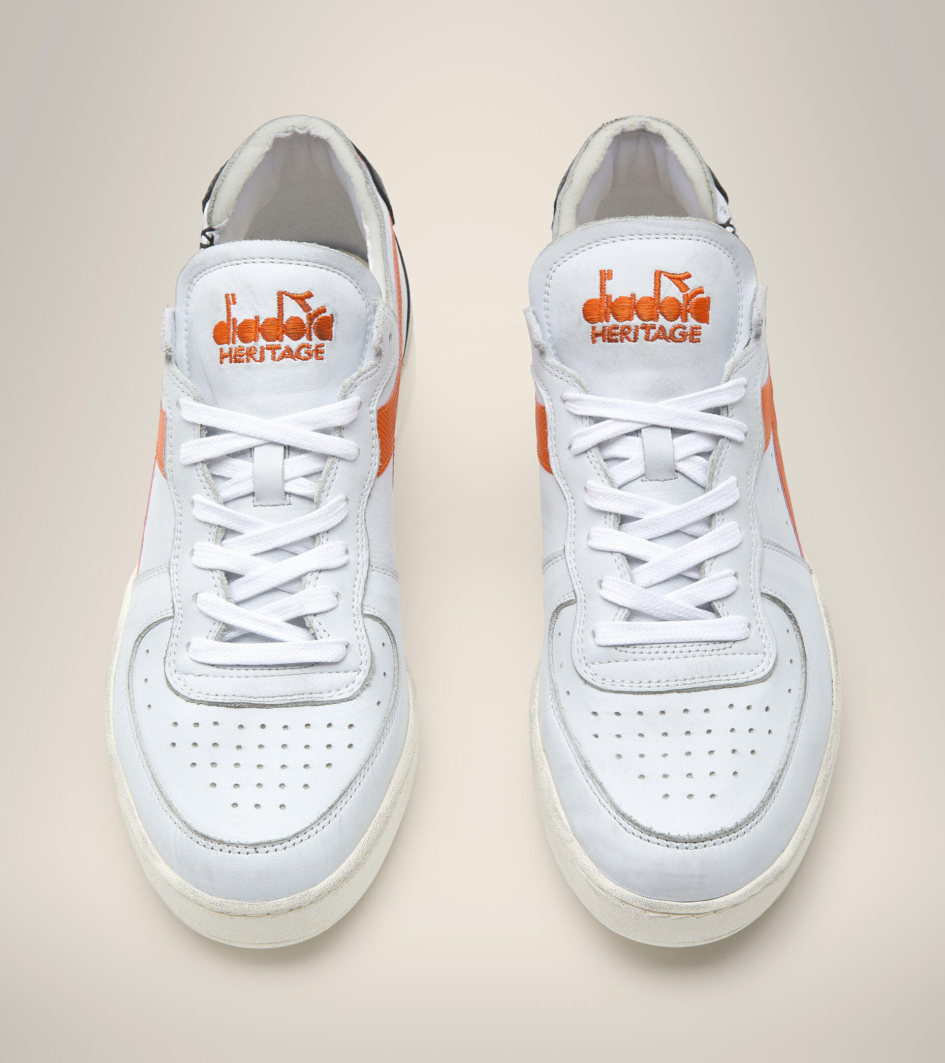 Heritage shoe - Unisex MI BASKET ROW CUT WHITE/ORANGE PEEL - Diadora
