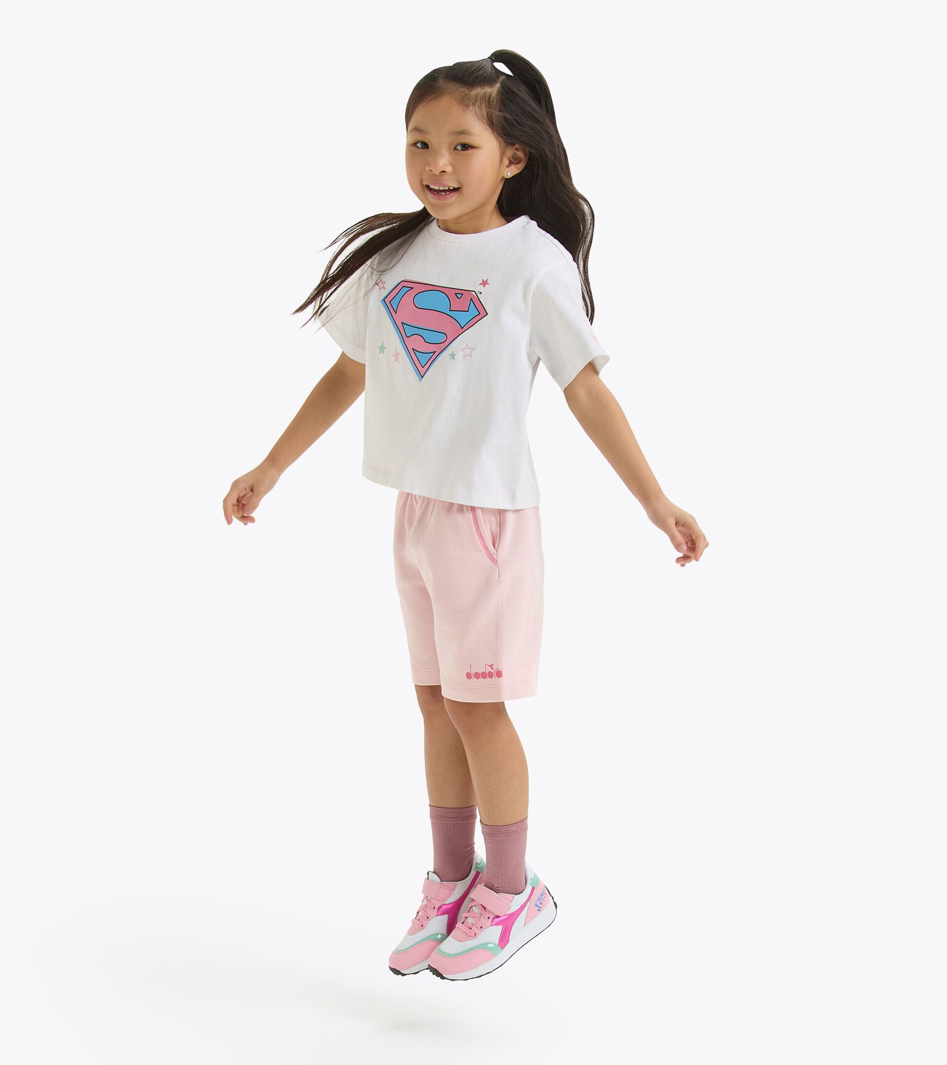 T-Shirt Superheldin - Mädchen JG.T-SHIRT SS SUPERGIRL STRAHLEND WEISSE - Diadora