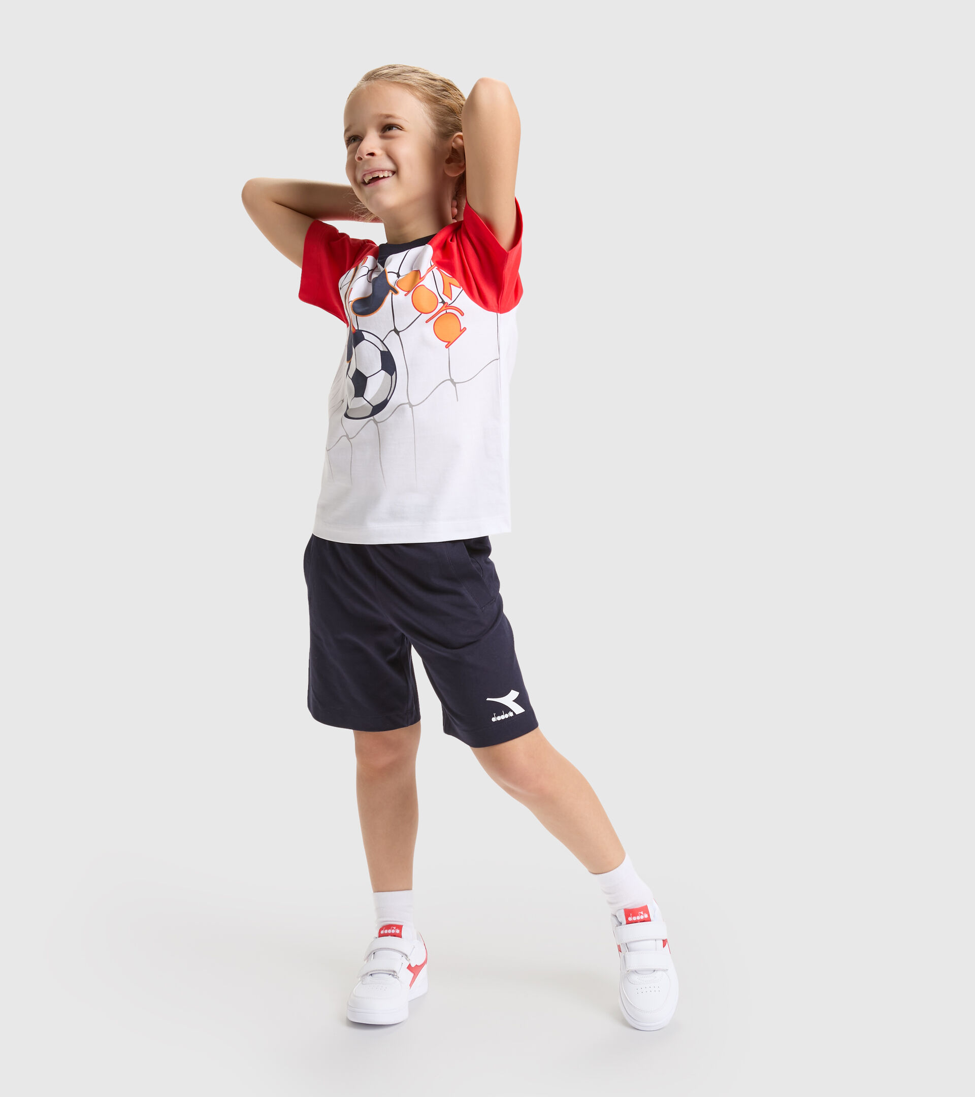 Cotton shorts/T-shirt set - Boys JB.SET SS SCORE OPTICAL WHITE - Diadora