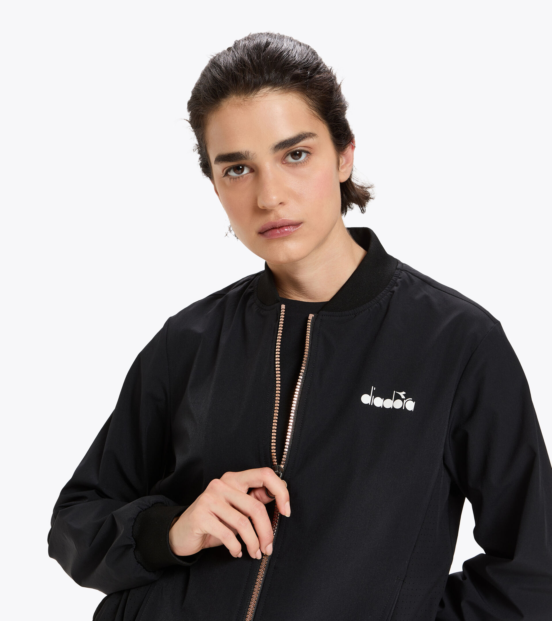 Tennis jacket - Women L. FZ JACKET CHALLENGE BLACK - Diadora