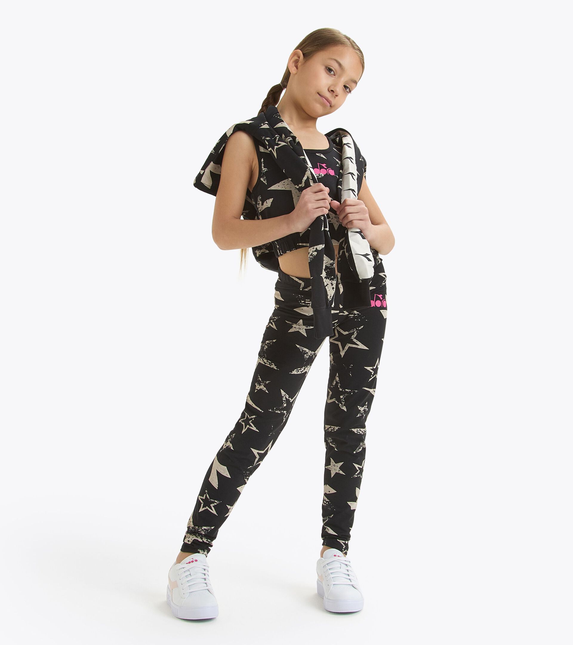 Leggings - Girl JG. LEGGINGS STARS BLACK - Diadora