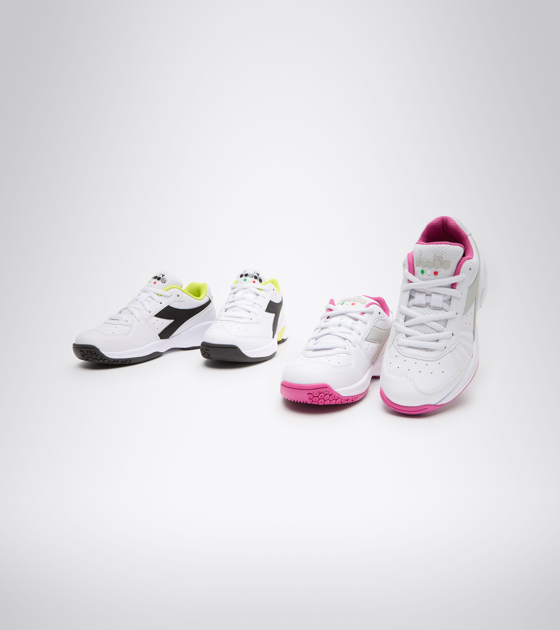 Clay and hard court tennis shoe - Kids S. CHALLENGE 3 SL JR WHITE/BLACK/SULPHUR SPRING - Diadora
