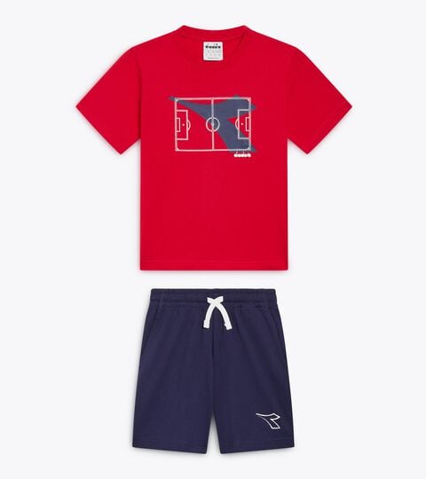 Set sportivo - T-shirt e pantaloncini - Bambino JB. SET  ESSENTIAL SPORTS SS RED SALSA - Diadora