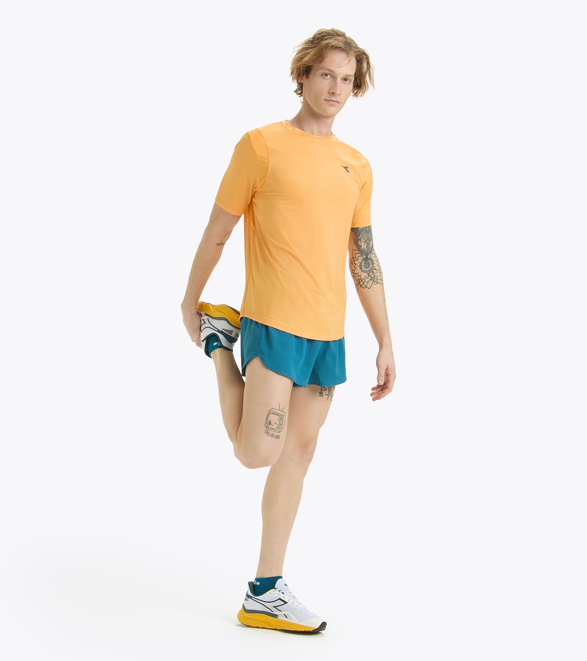 Camiseta de running - Hombre SS T-SHIRT TECH RUN CREW CO NARANJA KUMQUAT - Diadora