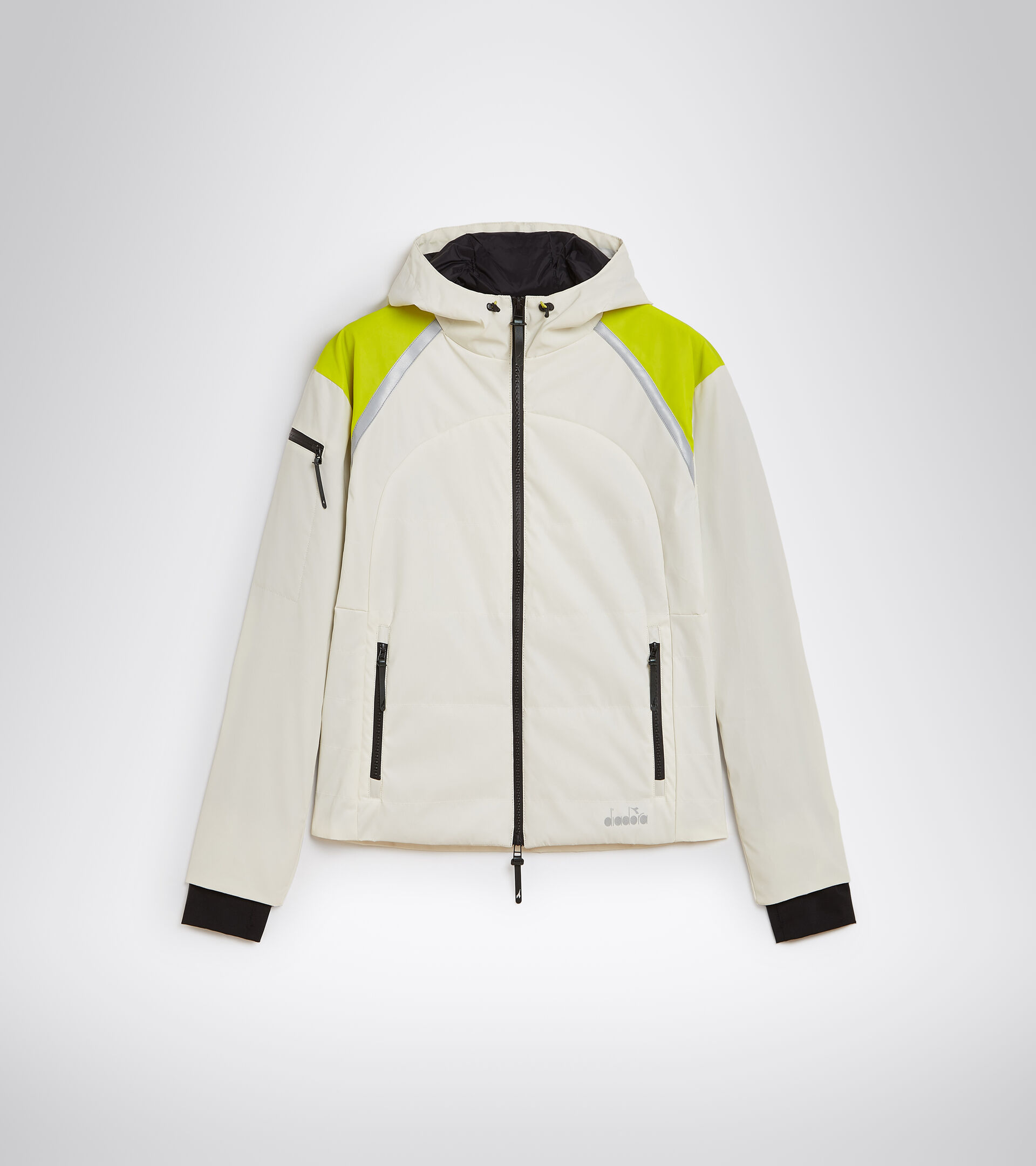 Reflektierende Laufjacke - Damen L. BRIGHT JACKET BE ONE MARSHMALLOW WEISS - Diadora