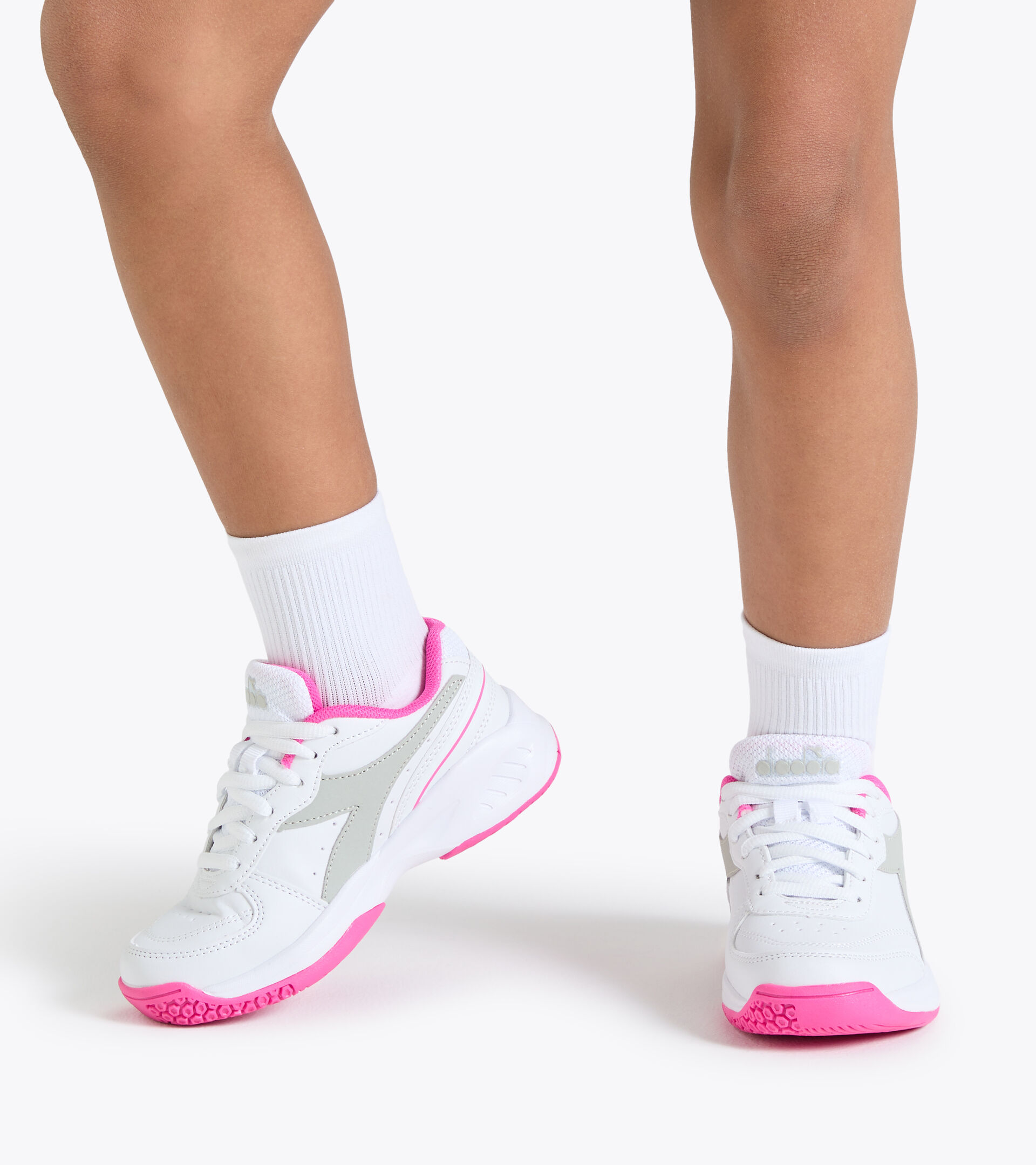 Junior tennis shoes - Unisex S. CHALLENGE 4 SL JR WHT/SILVER DD/RHODAMINE RED C - Diadora