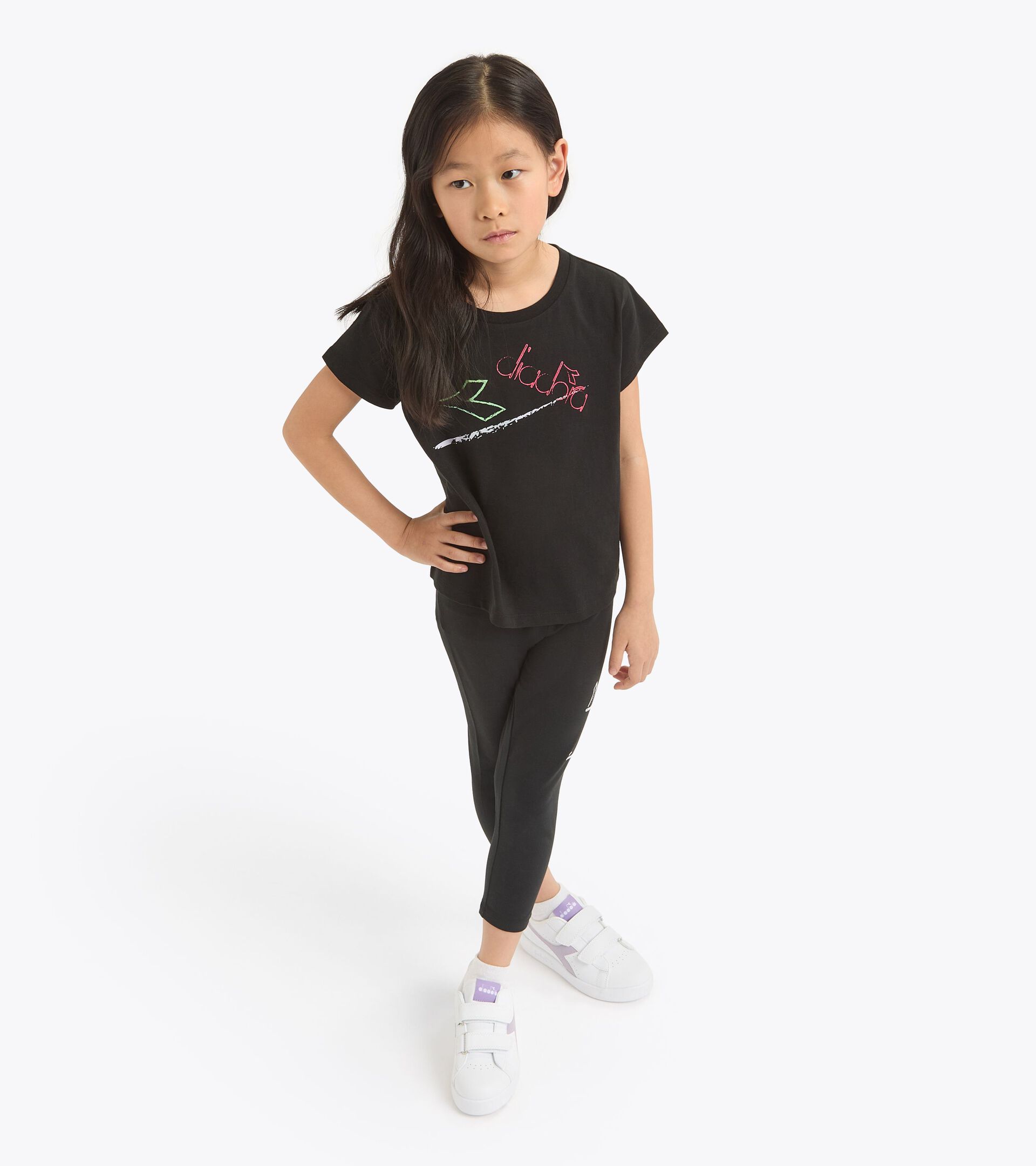Cotton t-shirt - Girls JG. T-SHIRT SS GRAFFITI BLACK - Diadora