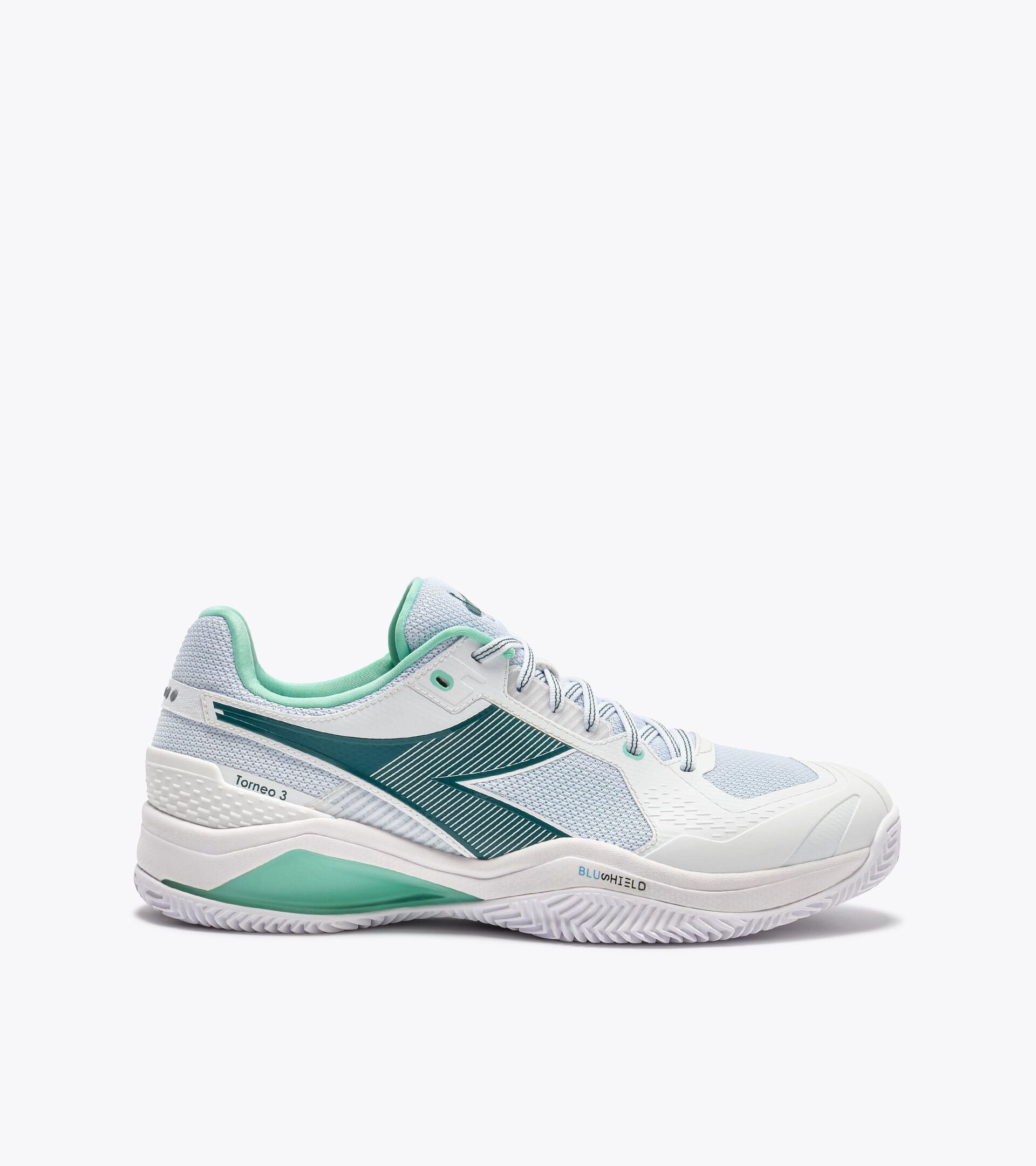 Scarpa da tennis per terreni in terra battuta - Protezione e cushioning - Uomo BLUSHIELD TORNEO 3 CLAY BIANCO/VERDE PINO - Diadora
