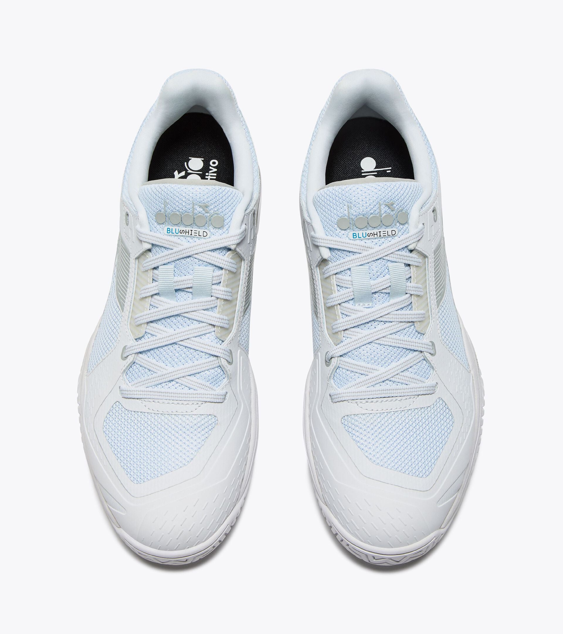 Tennis shoe for hard surfaces and clay courts -  Protection and cushioning - Men&rsquo;s BLUSHIELD TORNEO 3 AG WHITE/SILVER - Diadora