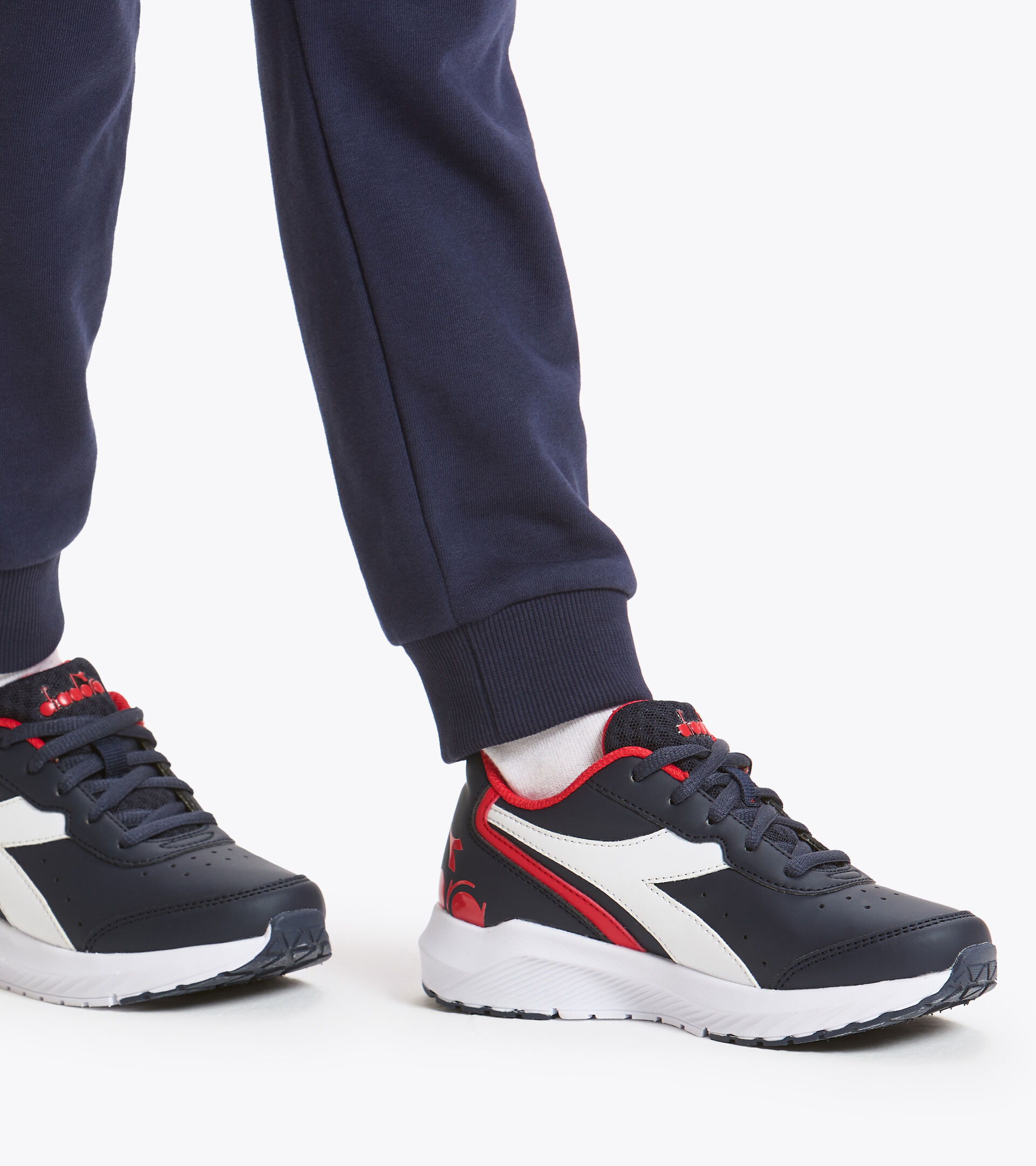 Chaussures de running - Unisexe Enfant FALCON SL JR BLEU DOMAINE/ROUGE HAUT RISQUE - Diadora