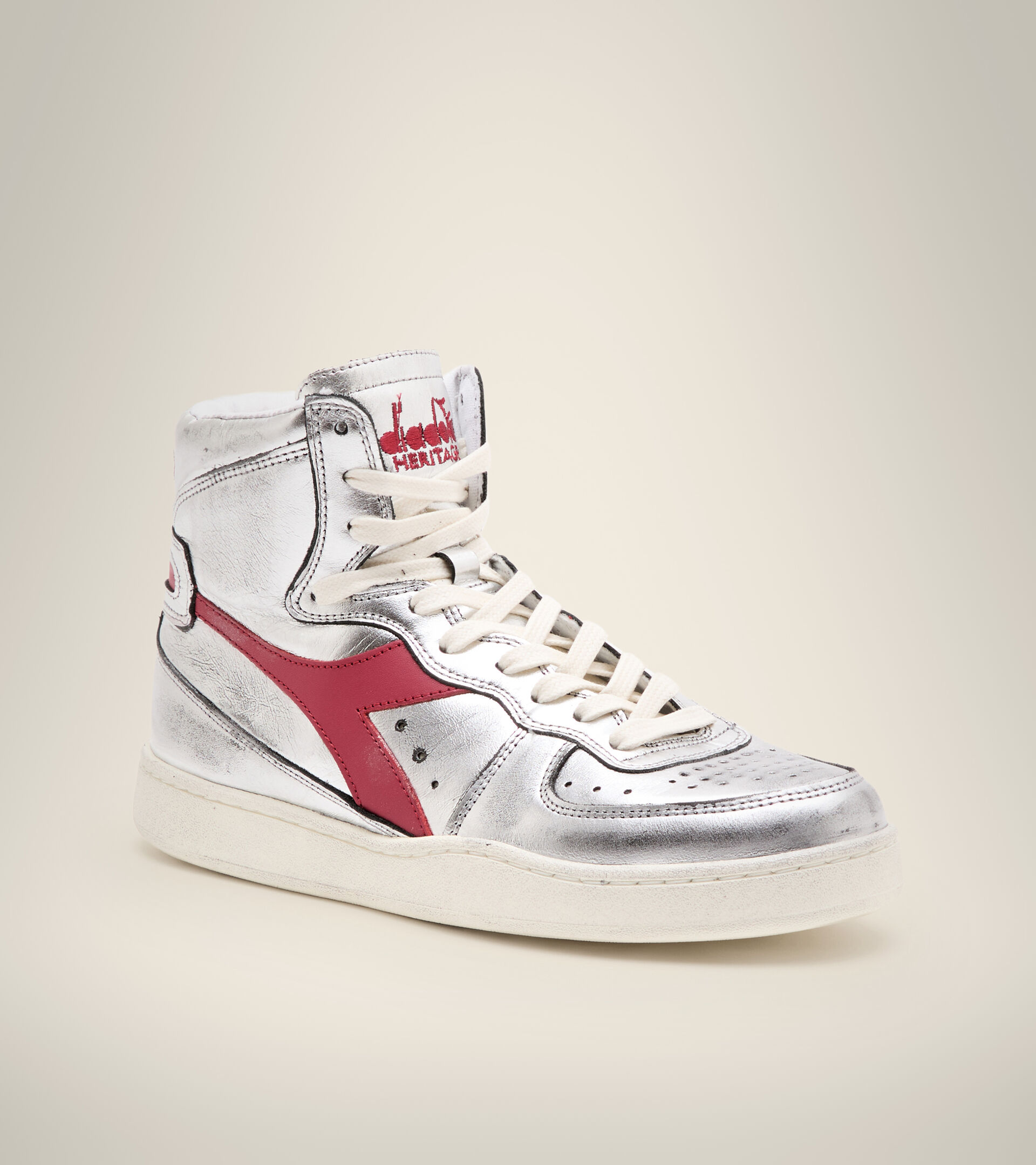 Chaussures Heritage - Femme MI BASKET SILVER USED W ARGENTO/ROSSO - Diadora